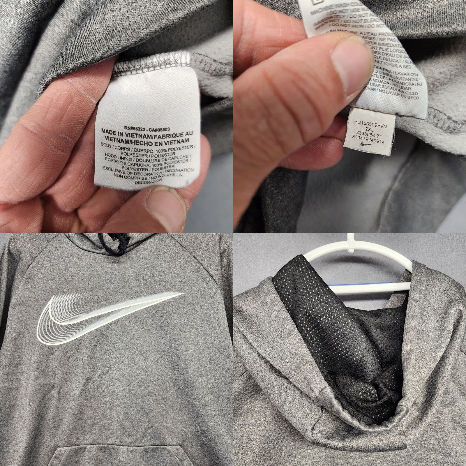 Nike Nike Men Grey Dri Fit Hoodie XXL Sweatshirt Athletic Casual Center Swoosh Size US L / EU 52-54 / 3 - 8 Thumbnail