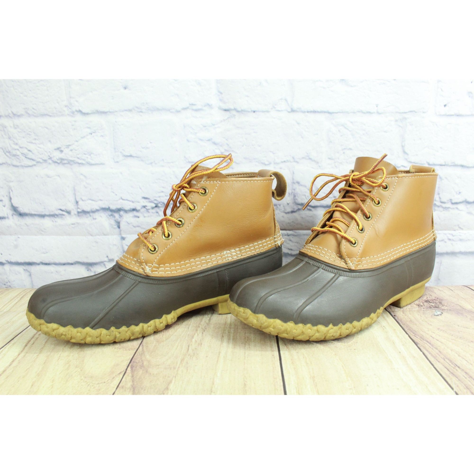 L.L. Bean LL Bean Men’s Brown Leather Lace-Up Unlined Ankle Duck Boots Size US 8 / EU 41 - 2 Thumbnail