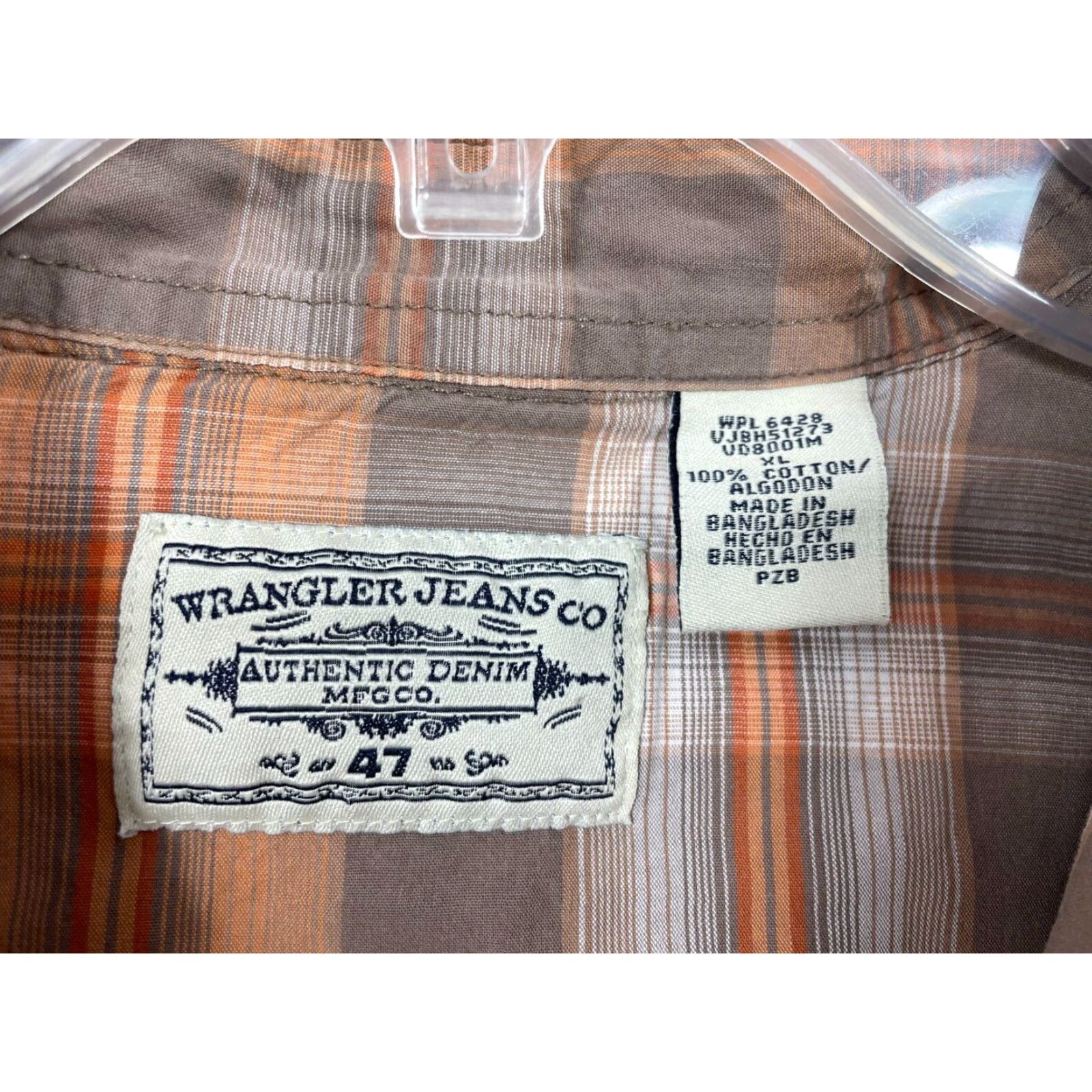 Wrangler Wrangler Shirt Mens XL Long Sleeve Plaid Button-Down Western Casual Multicolor Cotton Denim Pattern 90s Theme Mens Size US XL / EU 56 / 4 - 2 Thumbnail