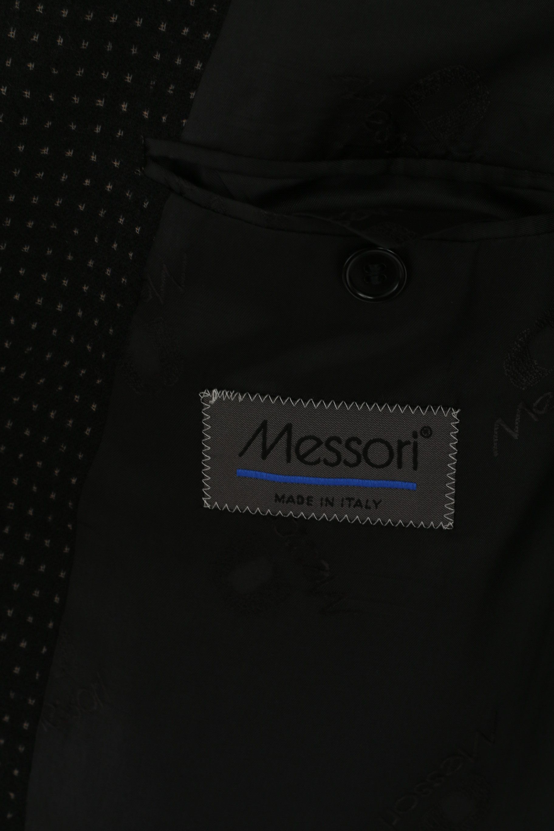 Vintage Messori Men 54 44 Blazer Black Wool Nylon Italy 6416 Size 44R - 3 Thumbnail