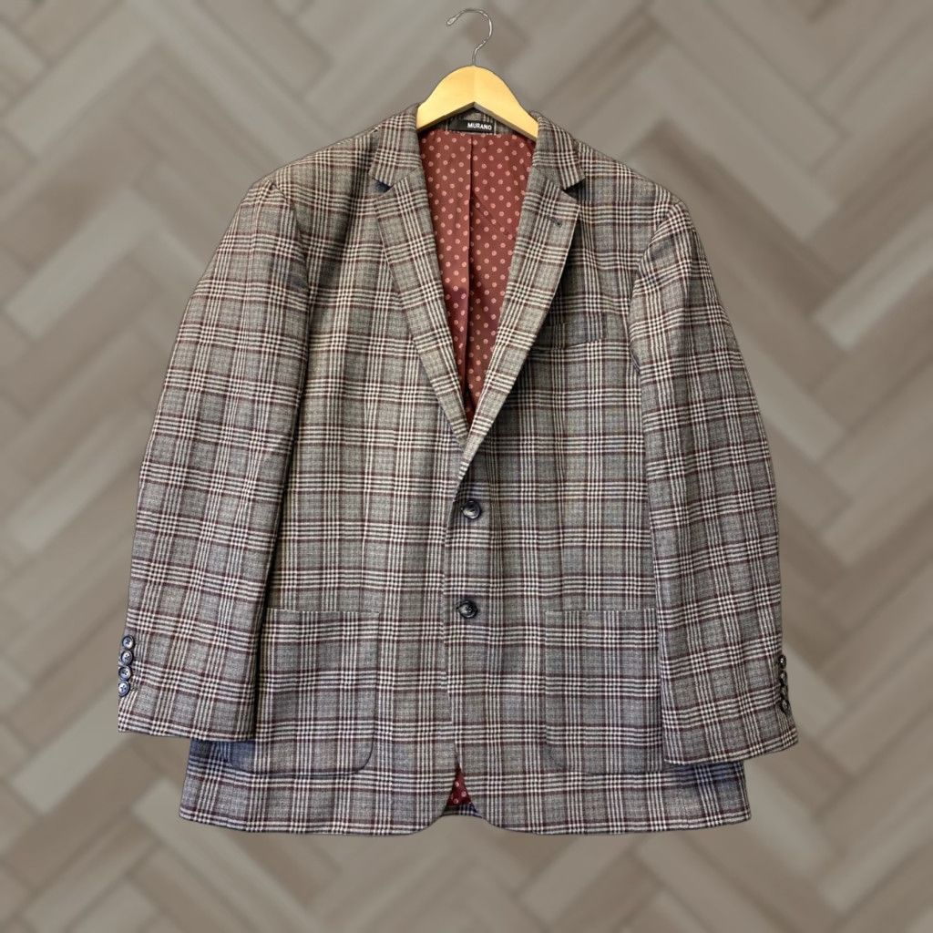 Murano Murano Rugby Blazer Jacket Polo Tweeted Glen Plaid 42R 135-8 Size US L / EU 52-54 / 3 - 1 Thumbnail