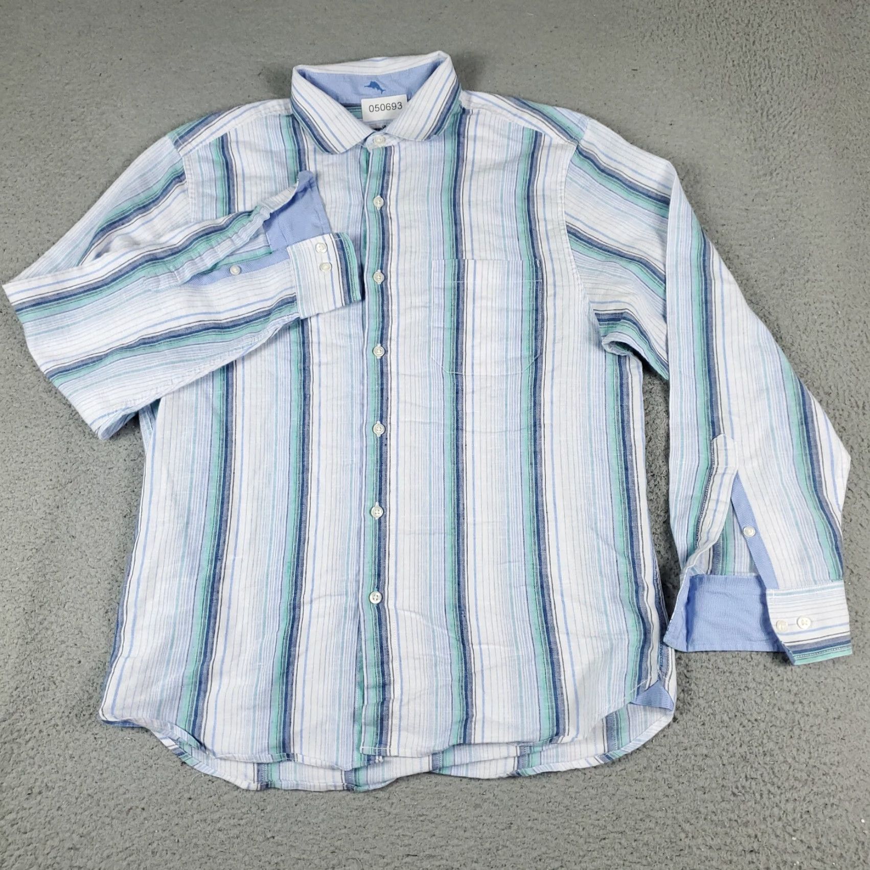 Tommy Bahama Tommy Bahama Shirt Mens Medium Blue Striped Linen Blend Button Up Long Sleeve Size US M / EU 48-50 / 2 - 2 Thumbnail