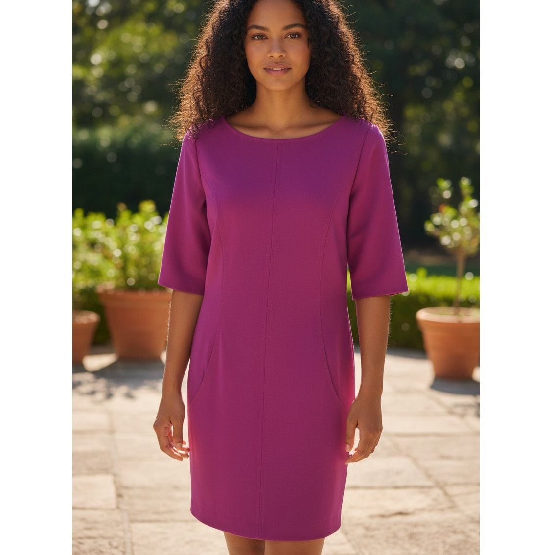 Elie Tahari Tahari Purple Dress Pockets Gold Hardware Lined Zip Back 8 Size M / US 6-8 / IT 42-44 - 1 Thumbnail