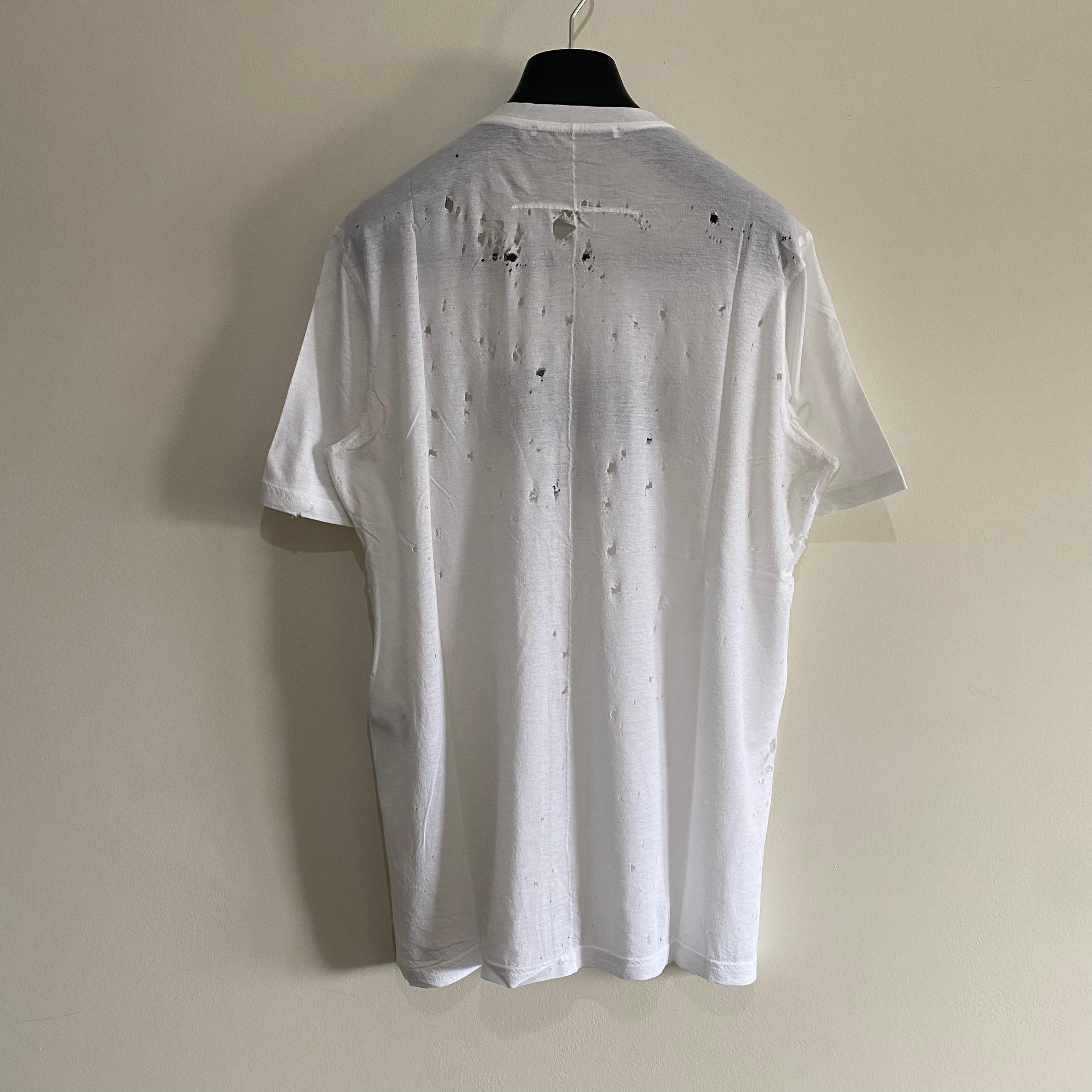 Givenchy White Pima Cotton Distressed Logo T-Shirt Size US XS / EU 42 / 0 - 9 Thumbnail