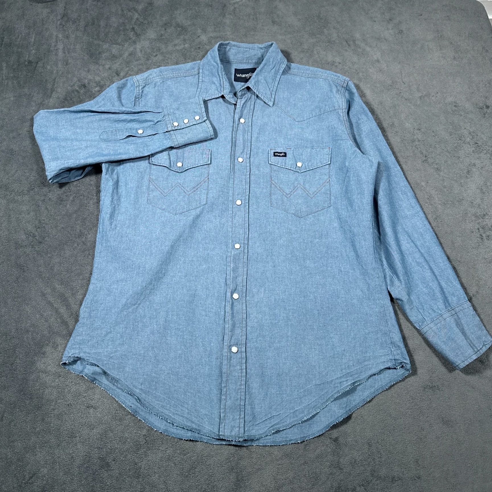 Wrangler VINTAGE Wrangler Pearl Snap Shirt Mens Large Blue Cowboy Western Casual 90s Size US L / EU 52-54 / 3 - 3 Thumbnail