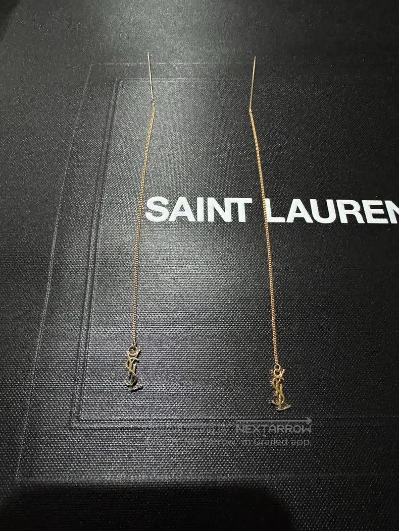 Saint Laurent Paris Saint Laurent Paris Gold Logo Hoop Earrings Size ONE SIZE - 5 Thumbnail
