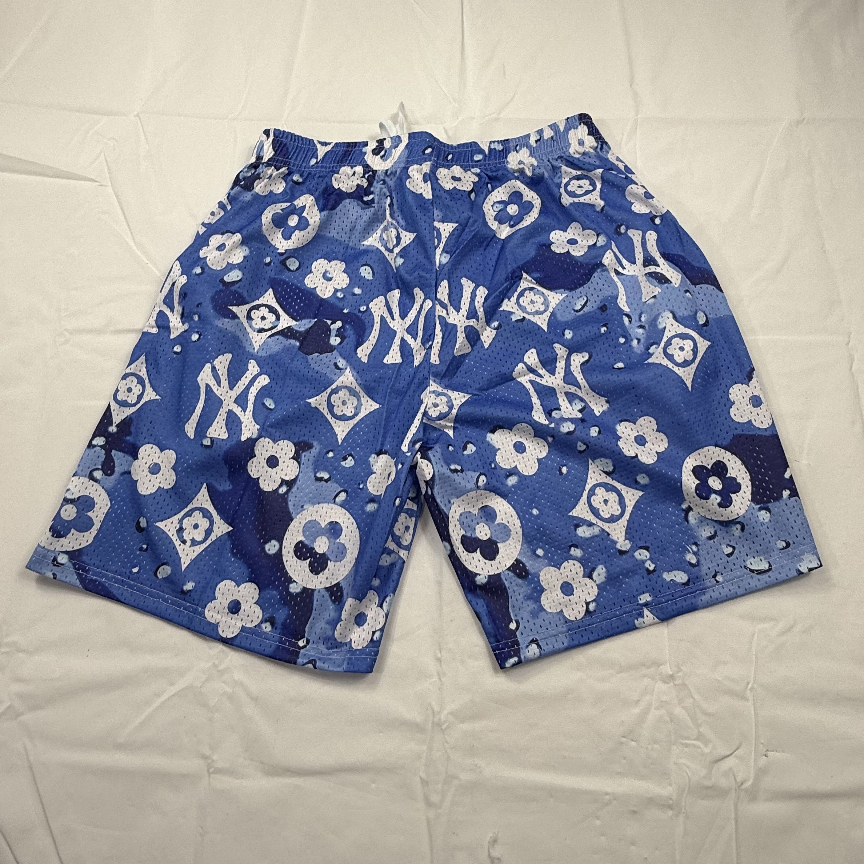 Other Mens Blue NY Yankees Monogram Mesh Basketball Shorts XXL Size US 40 / EU 56 - 5 Thumbnail