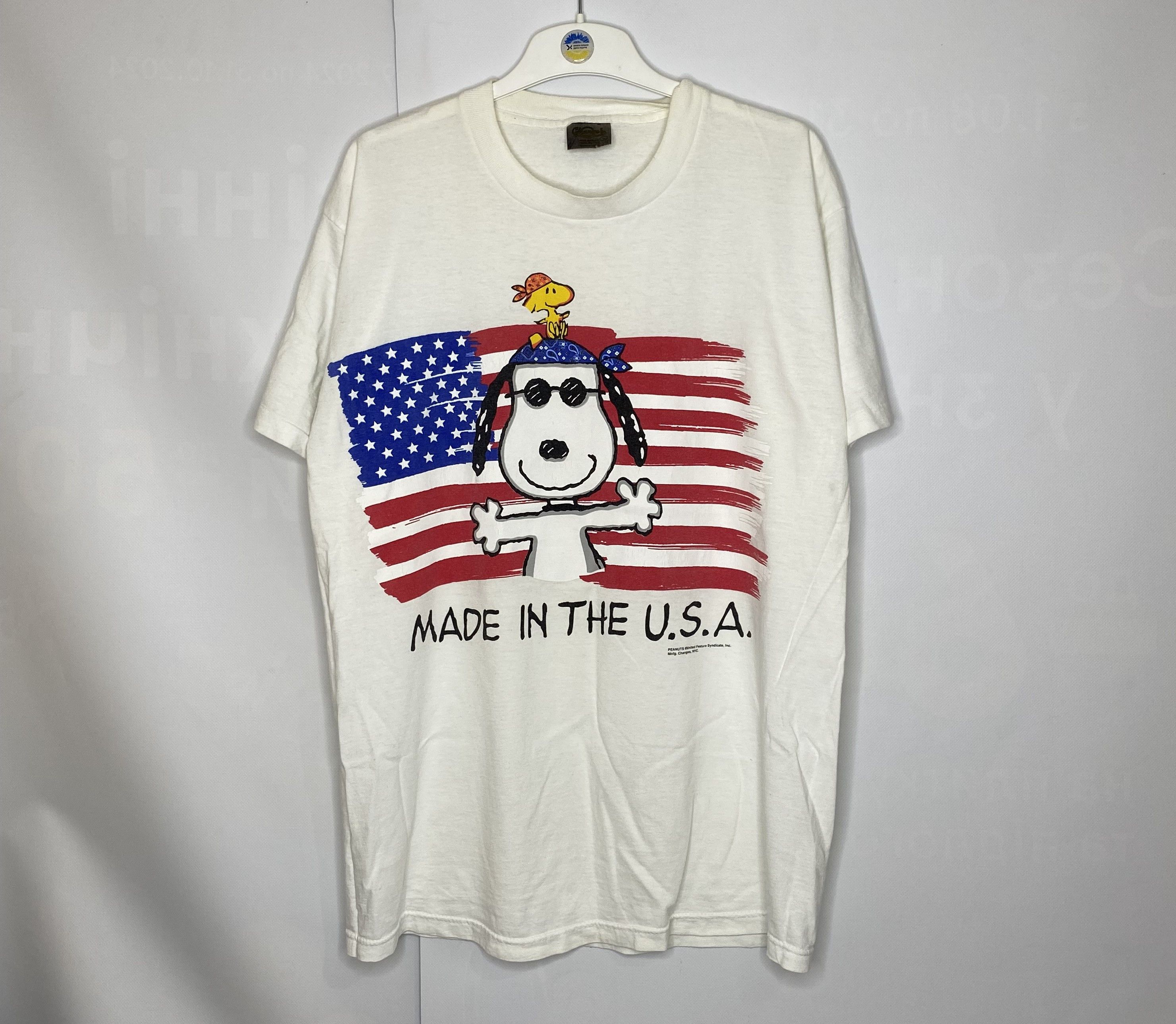 Snoop Dogg × Vintage PEANUTS WOODSTOCK SNOOPY T SHIRT 90s USA FLAG SINGLE STITCH Size US L / EU 52-54 / 3 - 1 Thumbnail