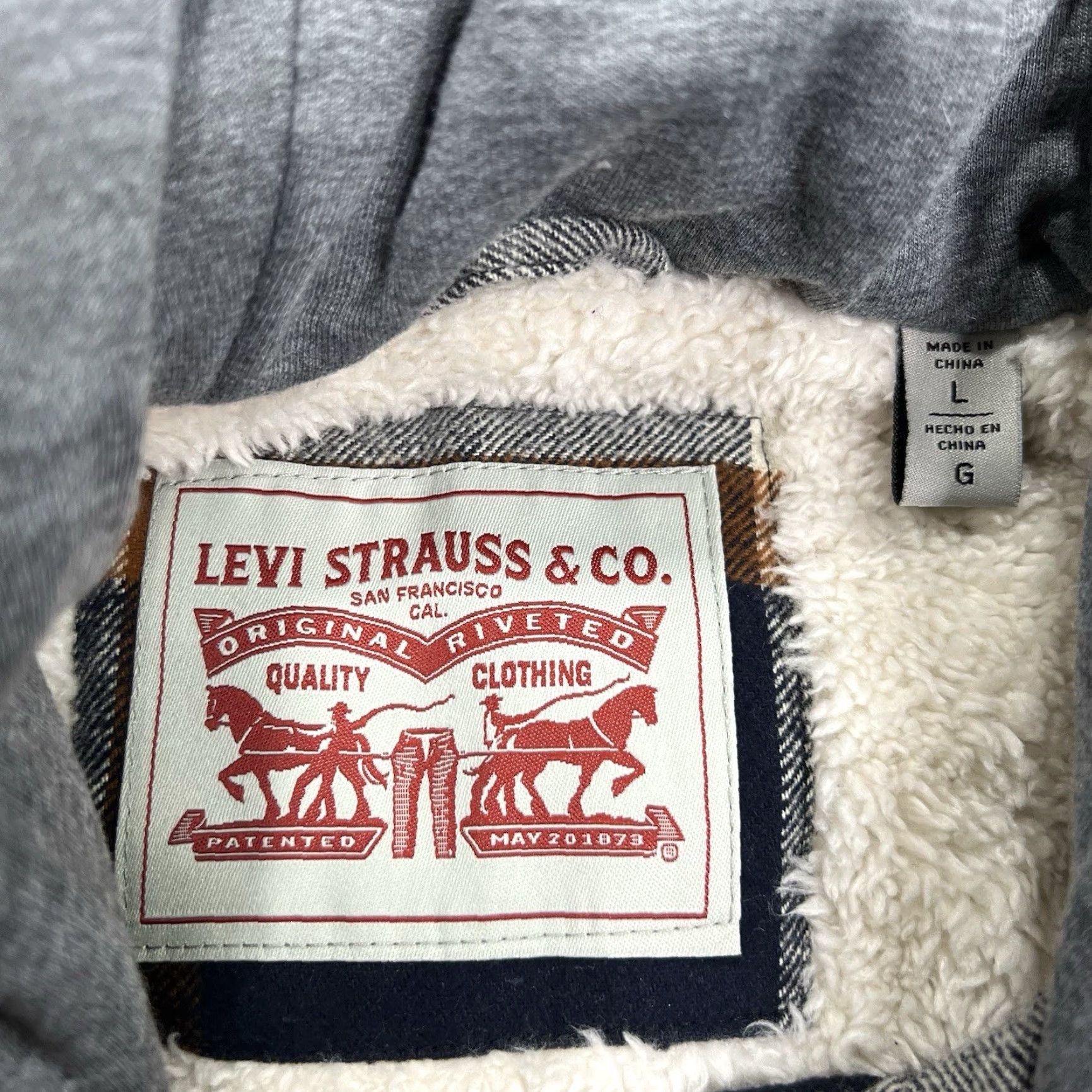Levi's Levi Strauss Levi’s Made & Crafted Sherpa Lined Plaid Hoodie Jacket Men Large Full Zip Button Blue Multicolor NWT Size US L / EU 52-54 / 3 - 4 Thumbnail