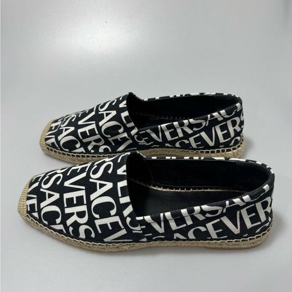Versace Versace Logo Print Espadrilles Shoes Black White Men’s EU 44 Size US 11 / EU 44 - 3 Thumbnail