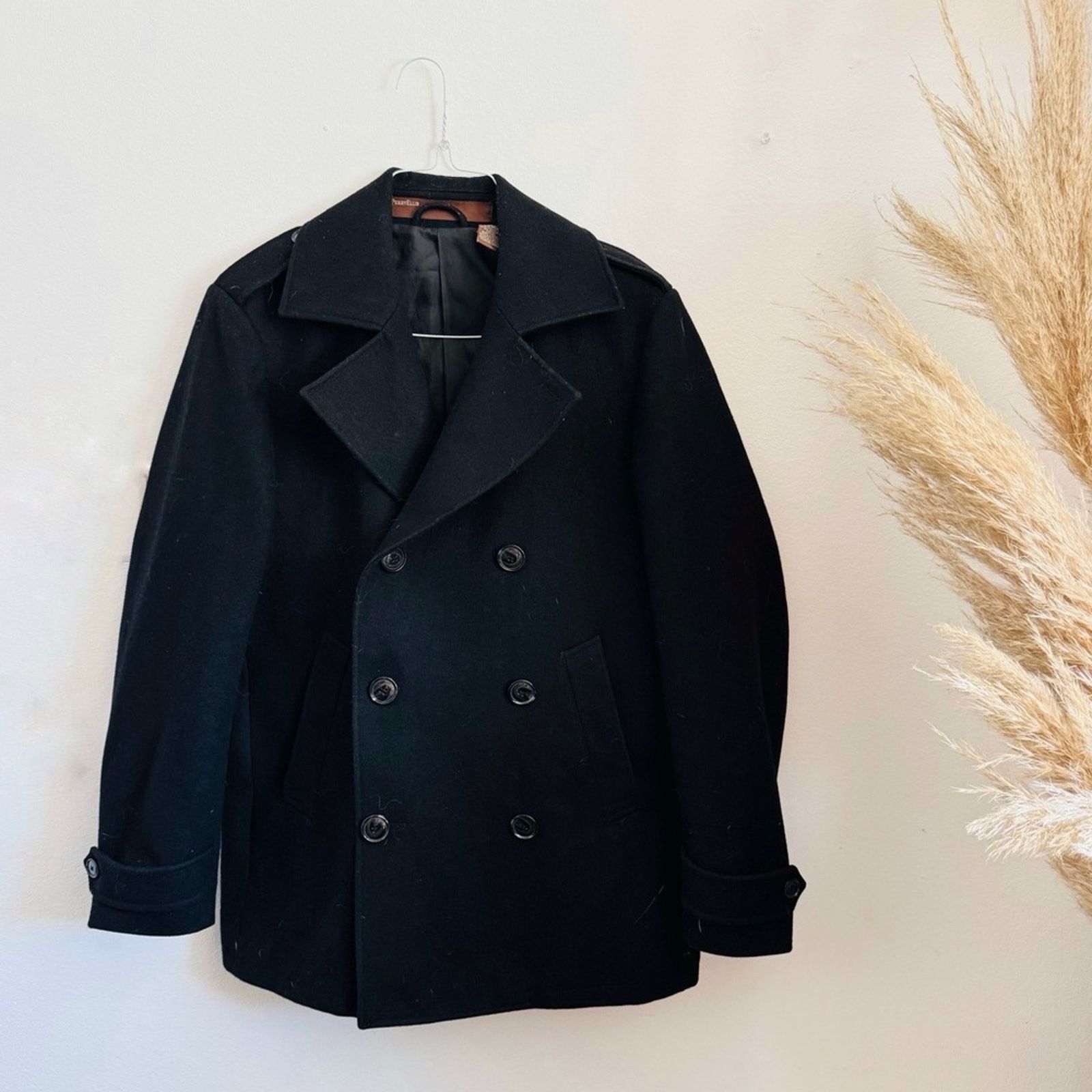 Perry Ellis PERRY ELLIS $328 Black Wool Pea Coat Button Outer Jacket S Size US S / EU 44-46 / 1 - 2 Thumbnail