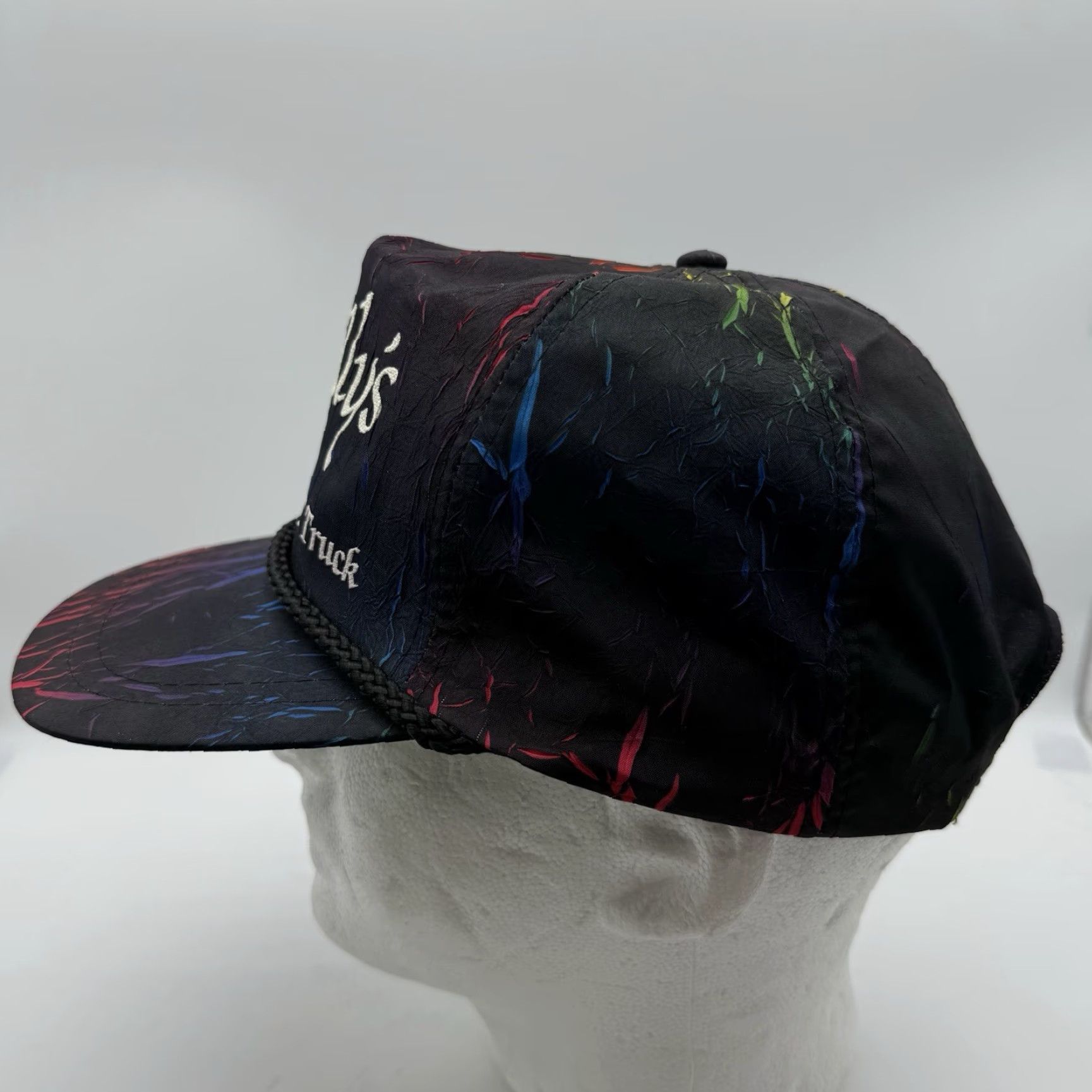 Gloverall VINTAGE Reilly's Buick GMC Truck Hat Snapback Black All Over Graphics Rope Cap One Size KC 1980s Mens Size ONE SIZE - 4 Thumbnail