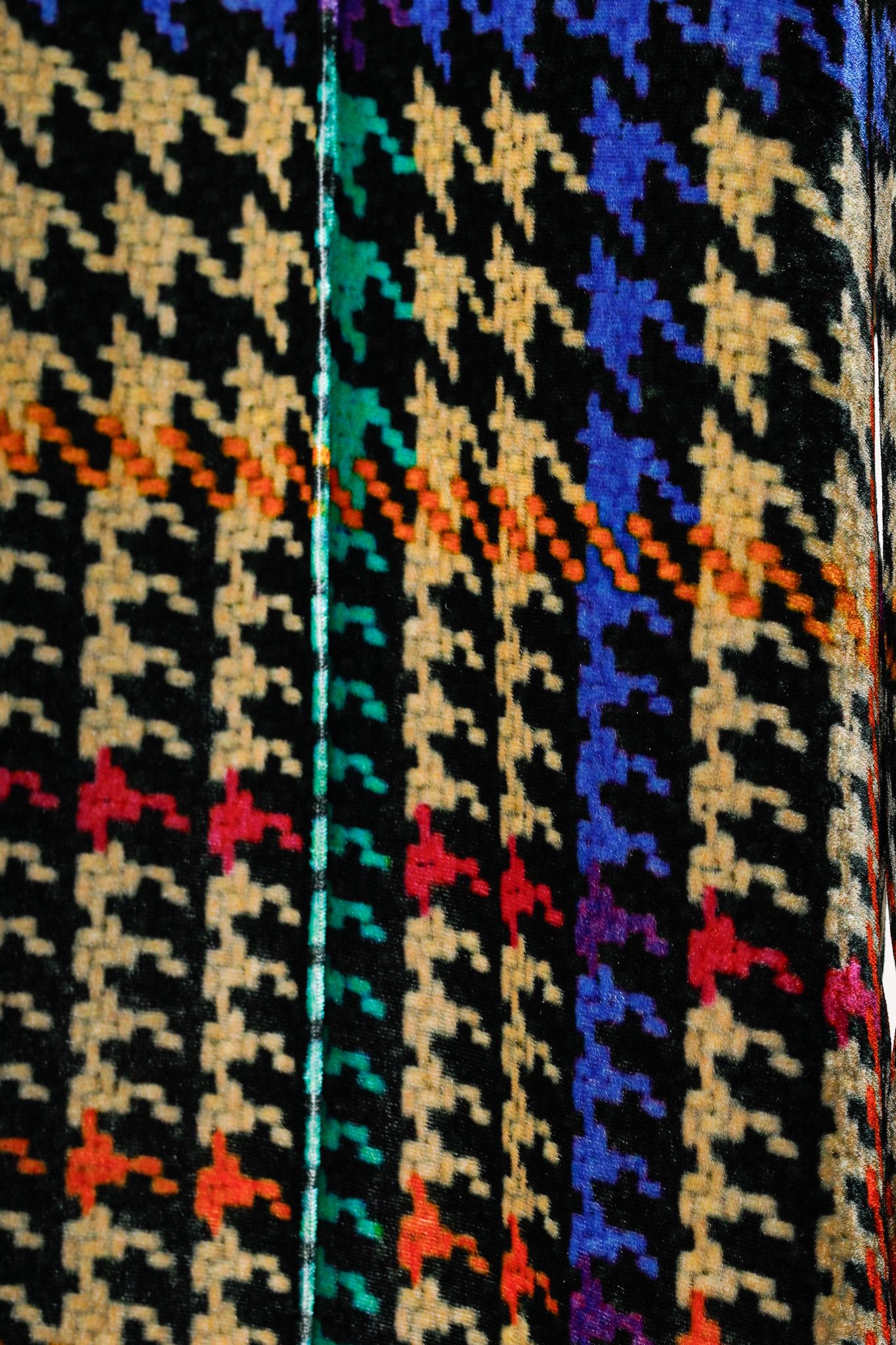Etro Etro Beige & Black Multicoloured Houndstooth Velvet Pants Size 28" / US 6 / IT 42 - 6 Thumbnail