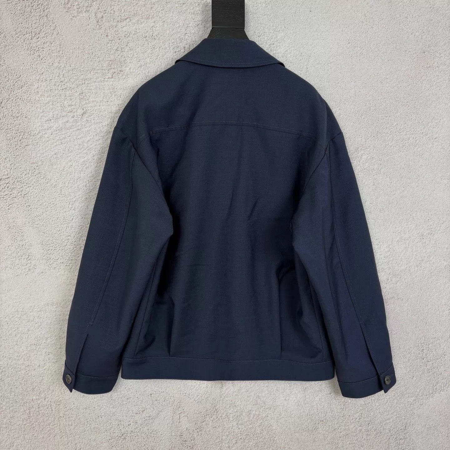 Miu Miu MIUMIU Navy Blue Embroidered Logo Lapel Zip Jacket Size XS / US 0-2 / IT 36-38 - 2 Thumbnail