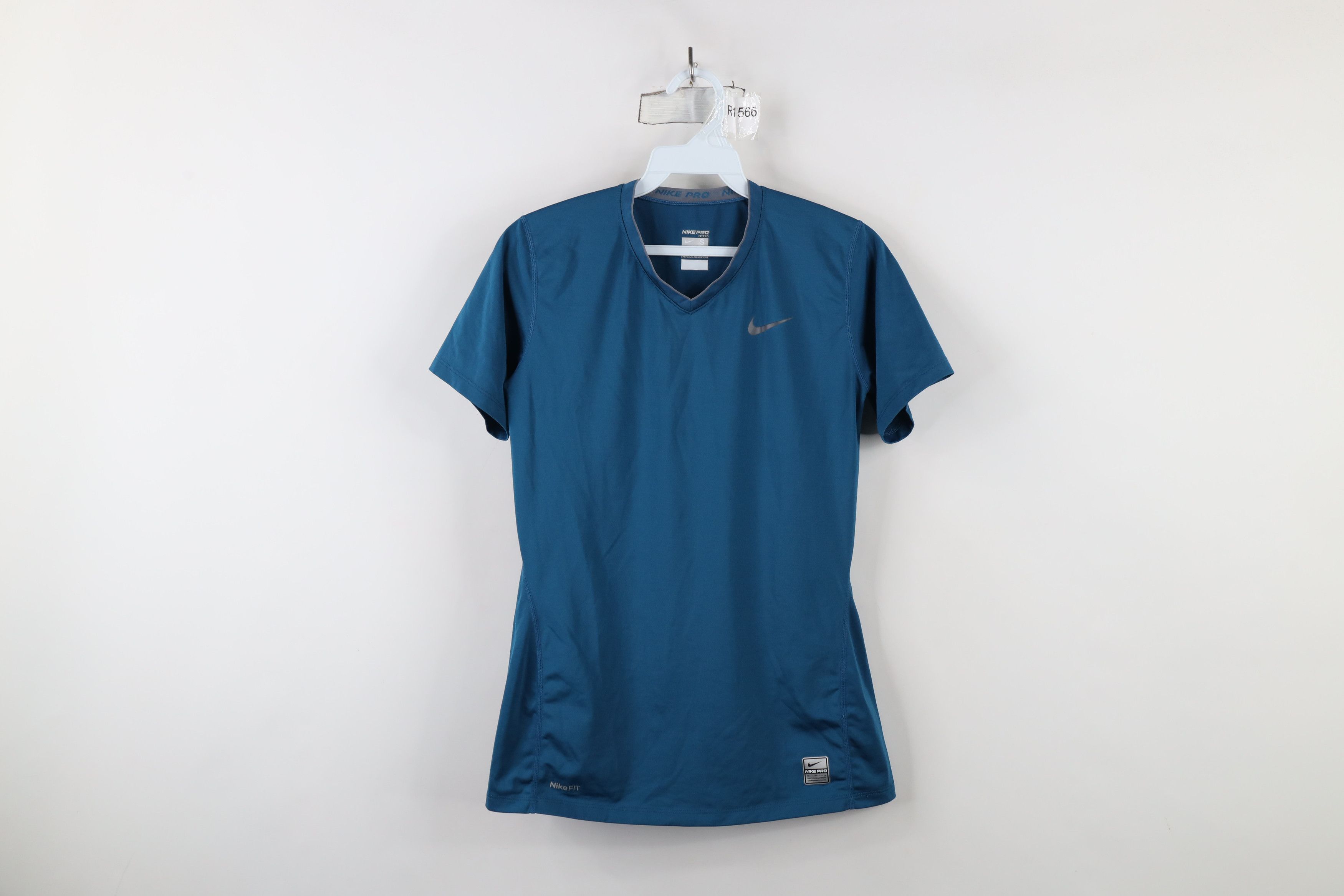 Nike × Vintage Nike Pro Combat Compression Gym Training V-Neck T-Shirt Blue Size S / US 4 / IT 40 - 1 Thumbnail