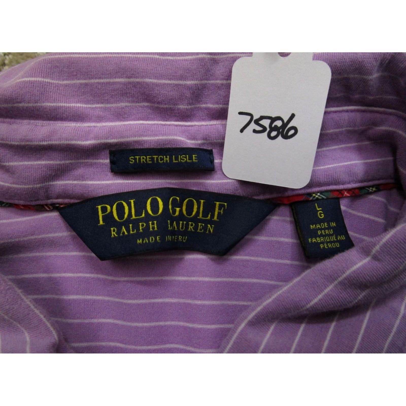 Ralph Lauren Ralph Lauren Polo Golf Shirt Men Large Purple Striped Short Sleeve Knit Cotton Spandex Logo Relaxed Size US L / EU 52-54 / 3 - 8 Thumbnail