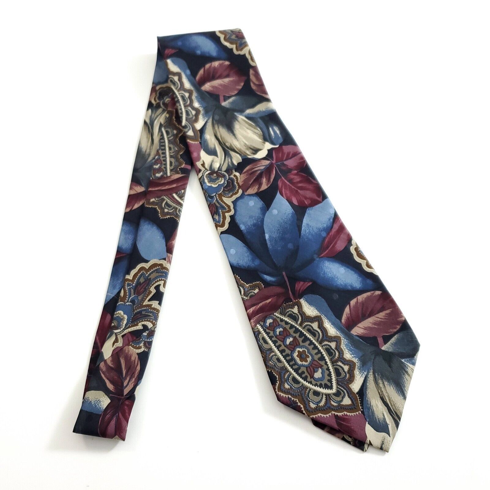 Robert Talbott Robert Talbott Omaggio Floral Print Blue Red Wide Silk Tie Size ONE SIZE - 6 Thumbnail