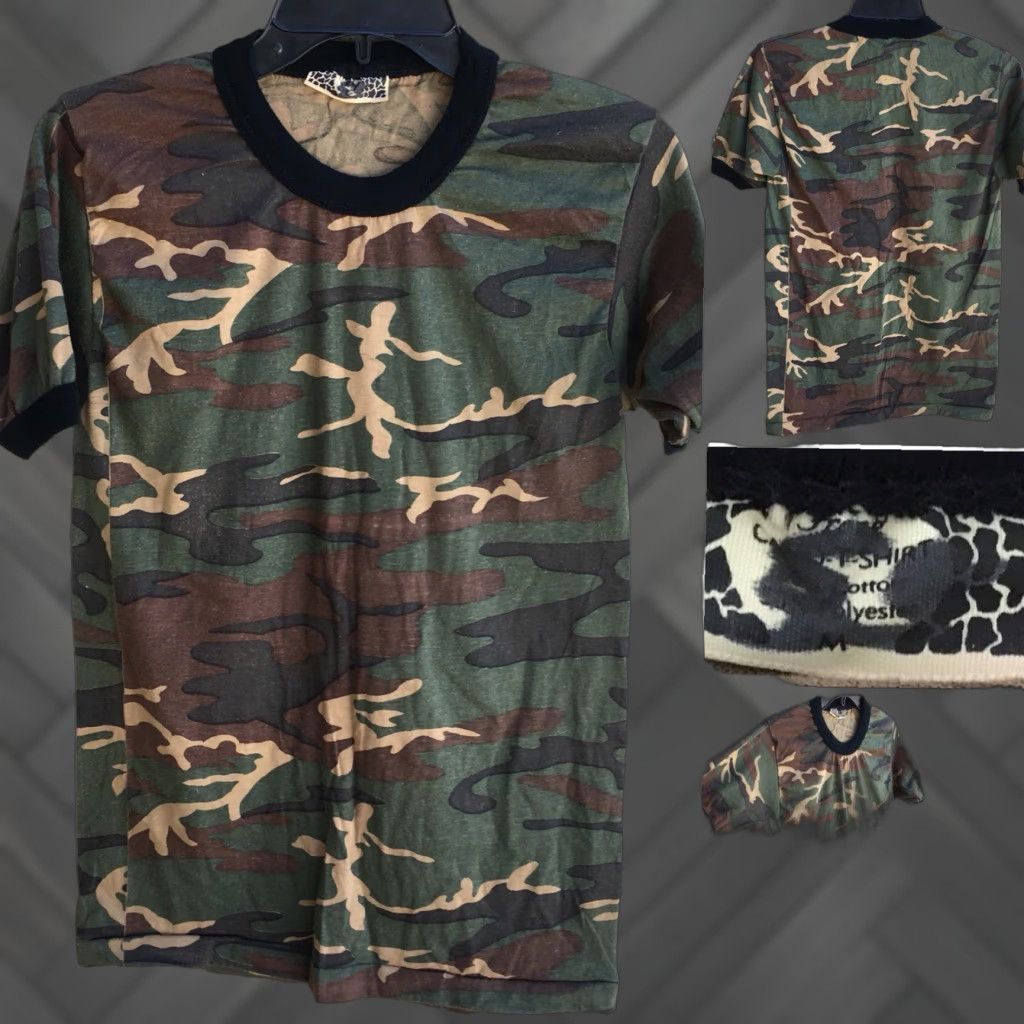 Vintage VINTAGE Camo T-Shirt Ringer Tee Cotton Polyester Size M Camouflage Shirt Men Size US M / EU 48-50 / 2 - 1 Thumbnail