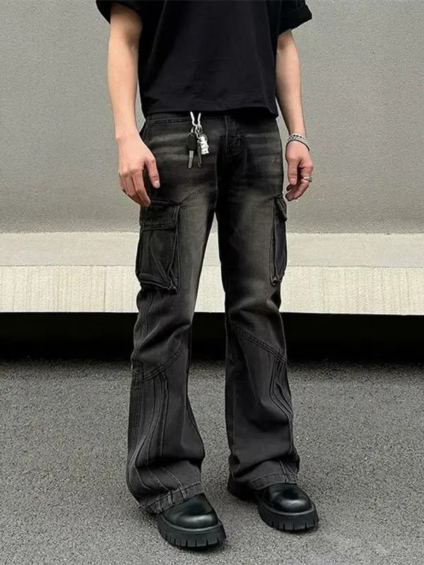 VIBE 90's Vintage Striped Cargo Baggy Jeans Size US 33 - 5 Thumbnail