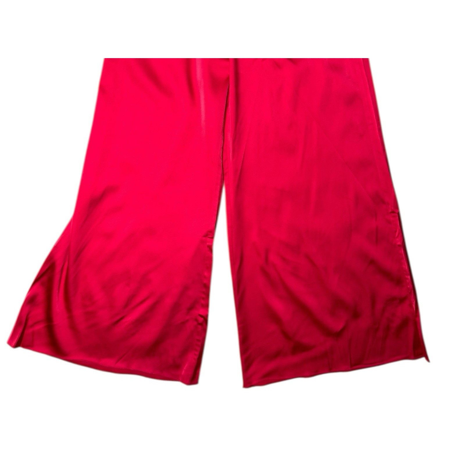Other Kitagi NEW Red Wide Leg Cropped Satin Pants Bow Detail Size 30" / US 8 / IT 44 - 3 Thumbnail