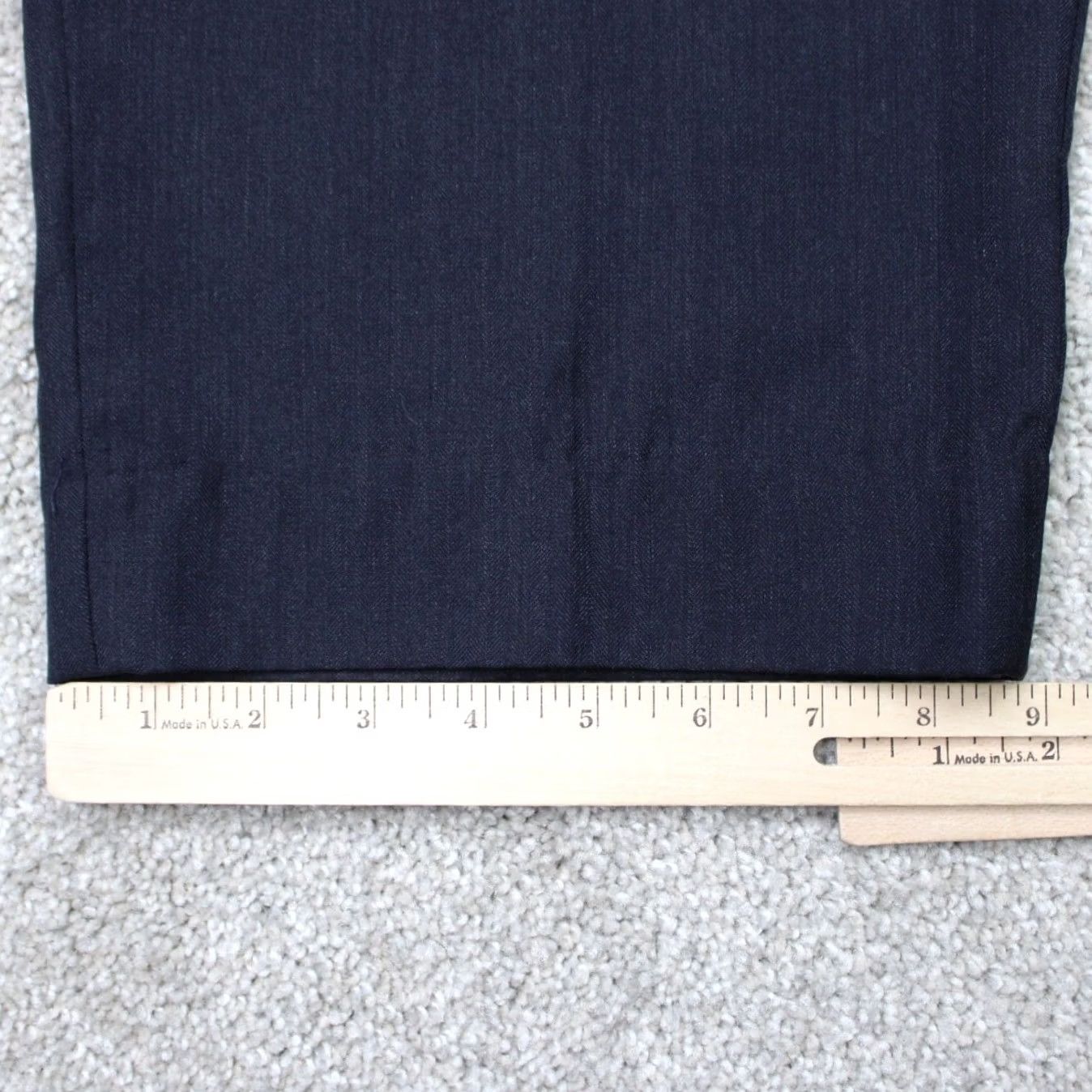 Jos. A. Bank Jos. A. Bank Pants Mens 38x24 Black Striped Wool Flat Front Dress Pants Regular Rise Front Flat Front, Button Zip, Cuffed Pockets, Wool/Cotton, 38x24 Size US 38 / EU 54 - 4 Thumbnail