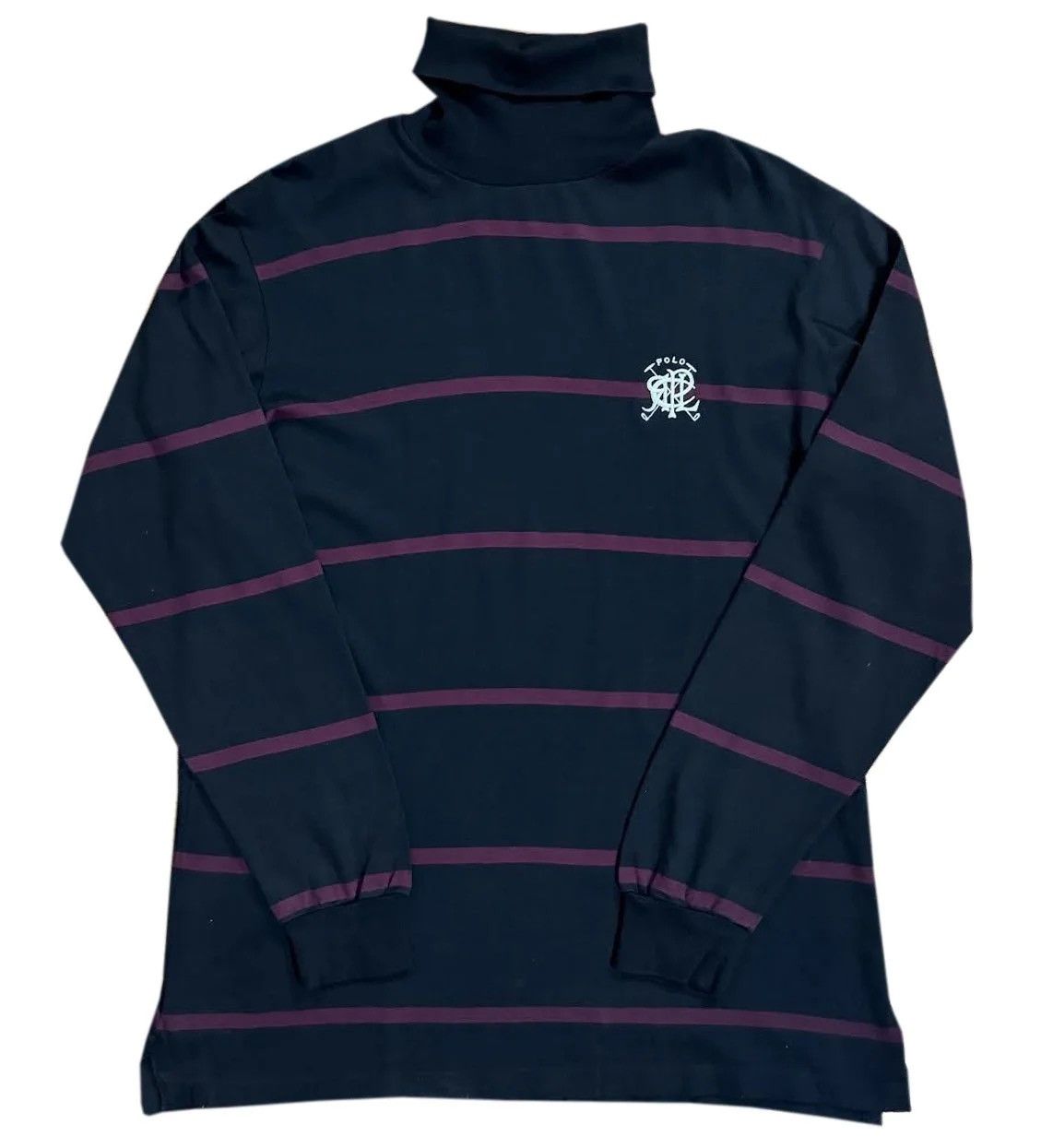 Polo Ralph Lauren Vintage Polo Ralph Lauren Scribble Striped Turtleneck Medium Size US M / EU 48-50 / 2 - 1 Thumbnail