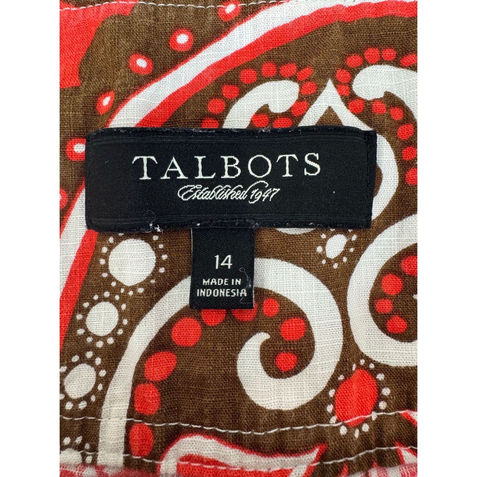 Other Talbots Paisley Print Red Brown Skirt Cotton - Women Size 14 Size 36" / US 14 / IT 50 - 6 Thumbnail