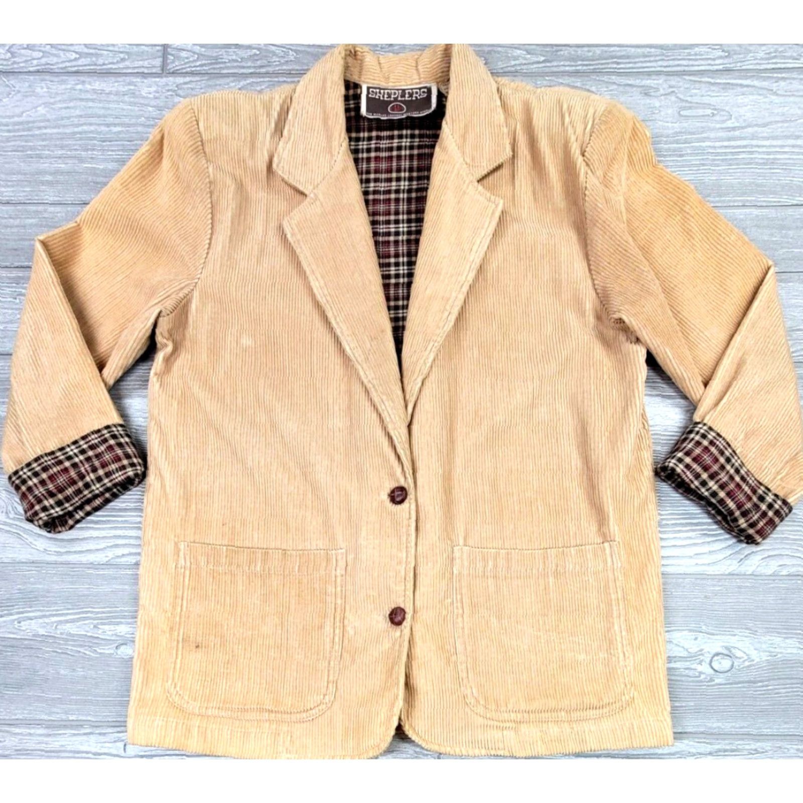 Vintage VINTAGE Sheplers Beige Corduroy Western Jacket - Sz S - Plaid Lined - Women's Casual Southwestern Western Coat with Fringe and Pockets Size S / US 4 / IT 40 - 3 Thumbnail