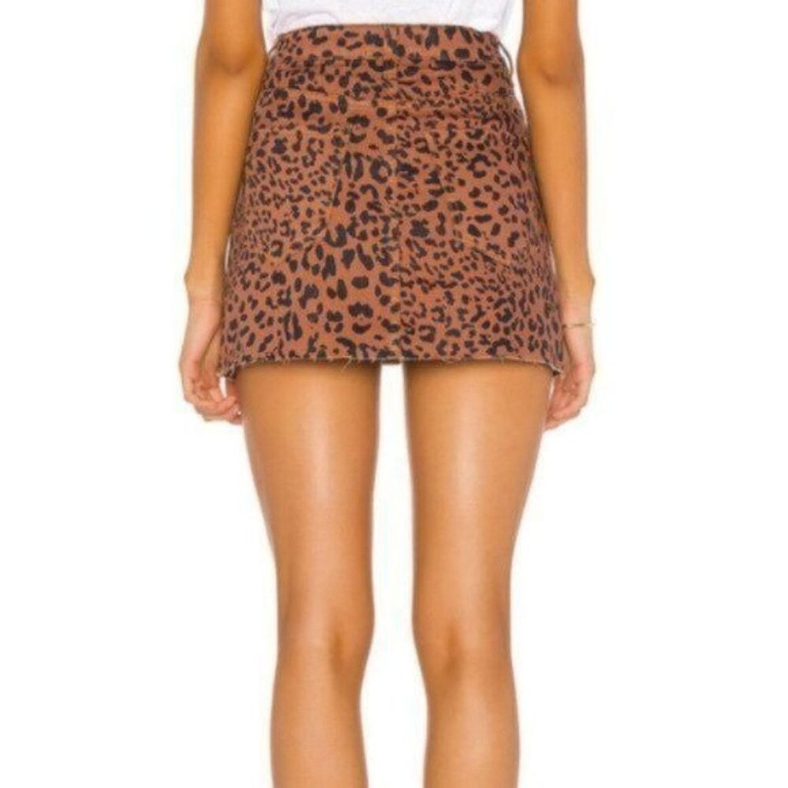 Free People Free People Zip It Up Leopard Fray Hem Mini Skirt 31 NEW Size 34" / US 12 / IT 48 - 8 Thumbnail