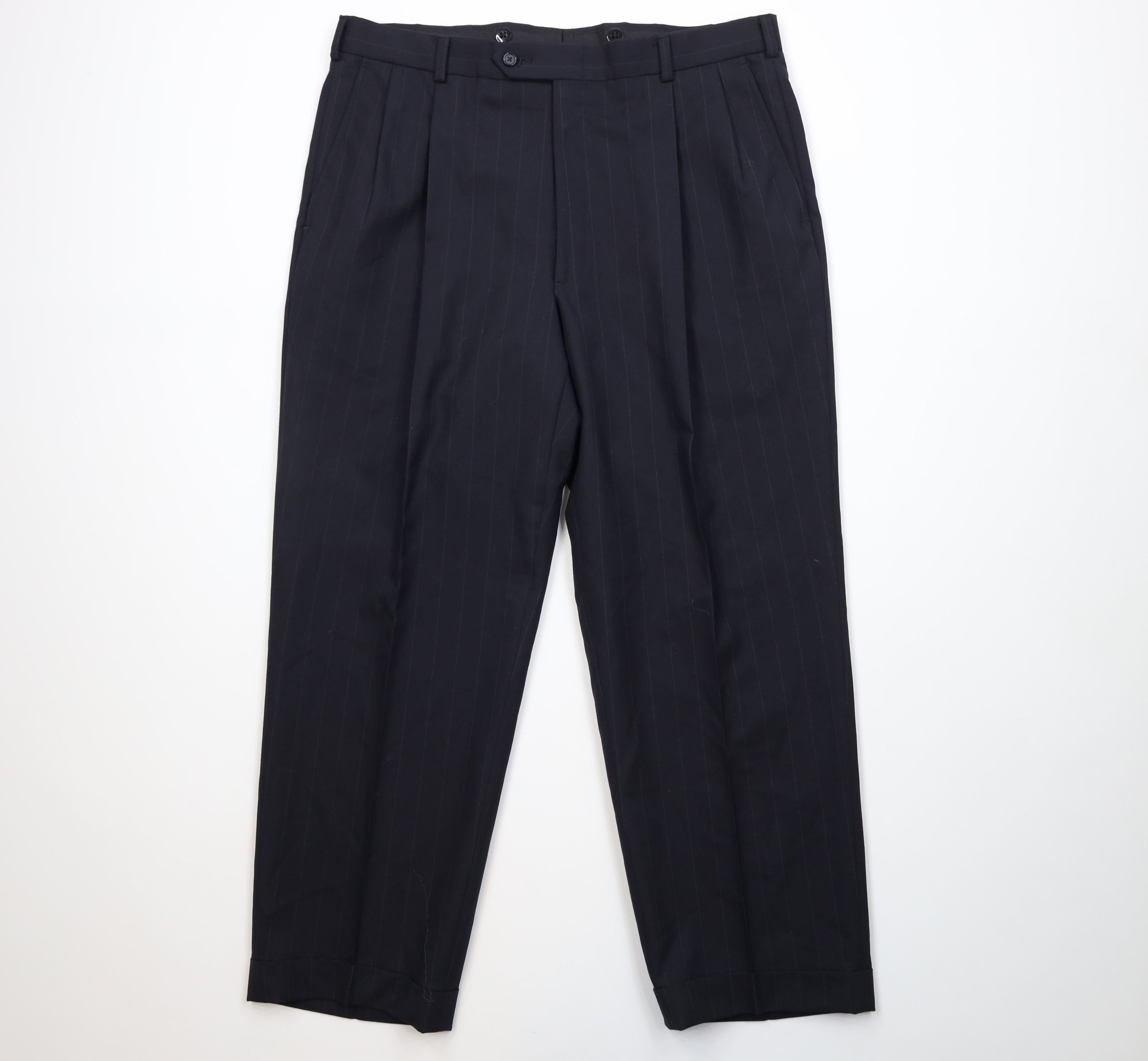 Vintage 90s Streetwear 2 Piece Super 100s Wool Striped Suit