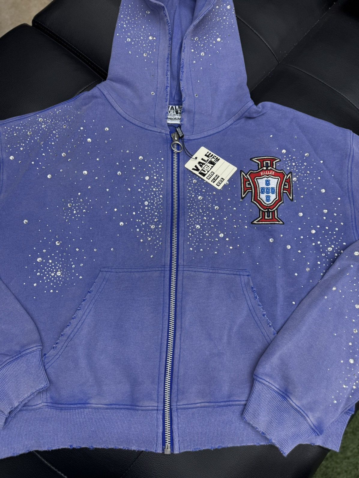 Vale Valley Hoodie Stone Zip Up Blue Crystals Size Medium (NEW) Size US M / EU 48-50 / 2 - 3 Thumbnail