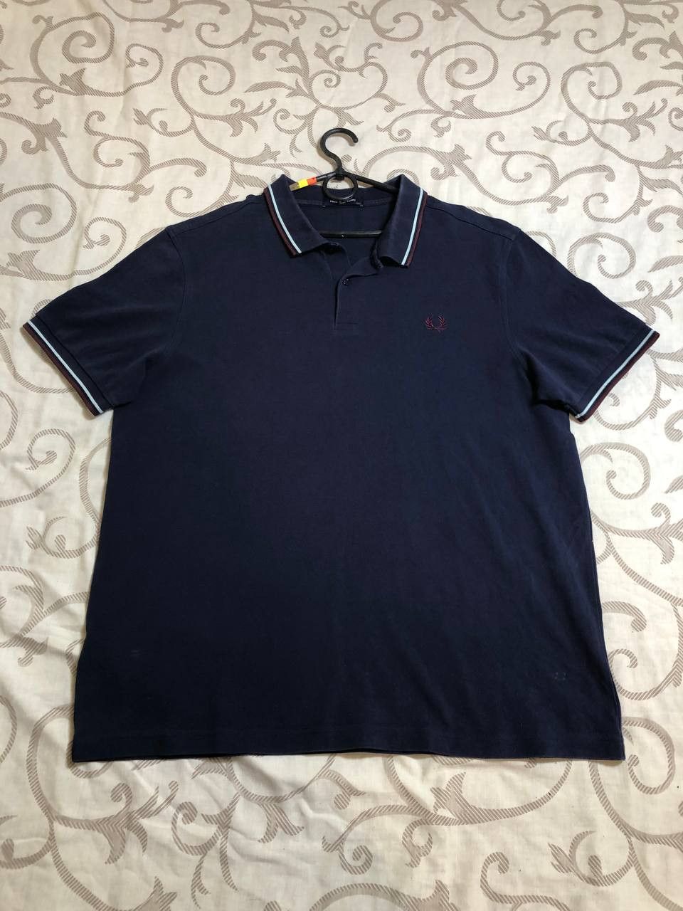 Fred Perry Fred Perry Men's Polo Shirt Embroidered Logo Navy Size US XXL / EU 58 / 5 - 1 Thumbnail