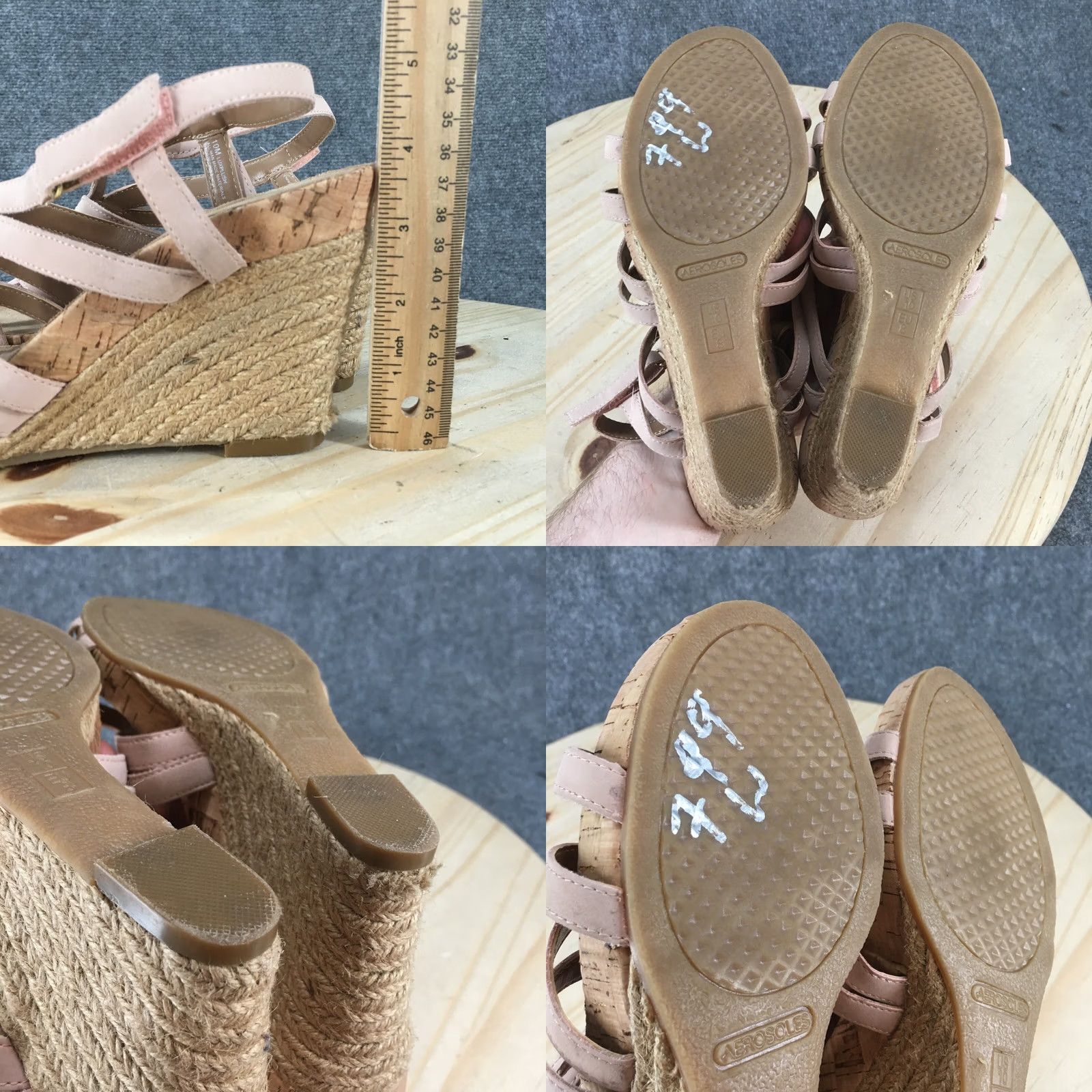 Vintage Aerosoles Sandals Womens 10 M Luxplush Slingback Pink Faux Leather Wedge Heels Size US 10 / IT 40 - 9 Thumbnail