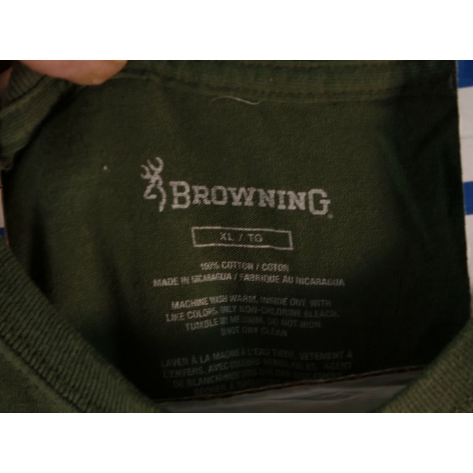 Vintage Browning T-Shirt Shirt Mens Large OD Green Deer Logo Hunting Outdoors Graphic Tee 90s Style Mens L Green Size US L / EU 52-54 / 3 - 4 Thumbnail