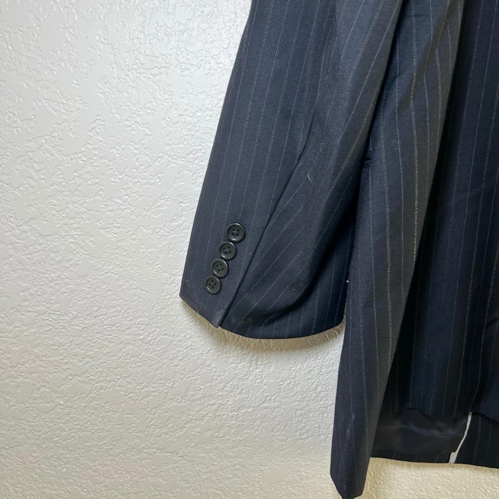 Armani Collezioni ARMANI COLLEZIONI Men's Classic Pinstripe Wool Suit Blazer Size 46L - 5 Thumbnail