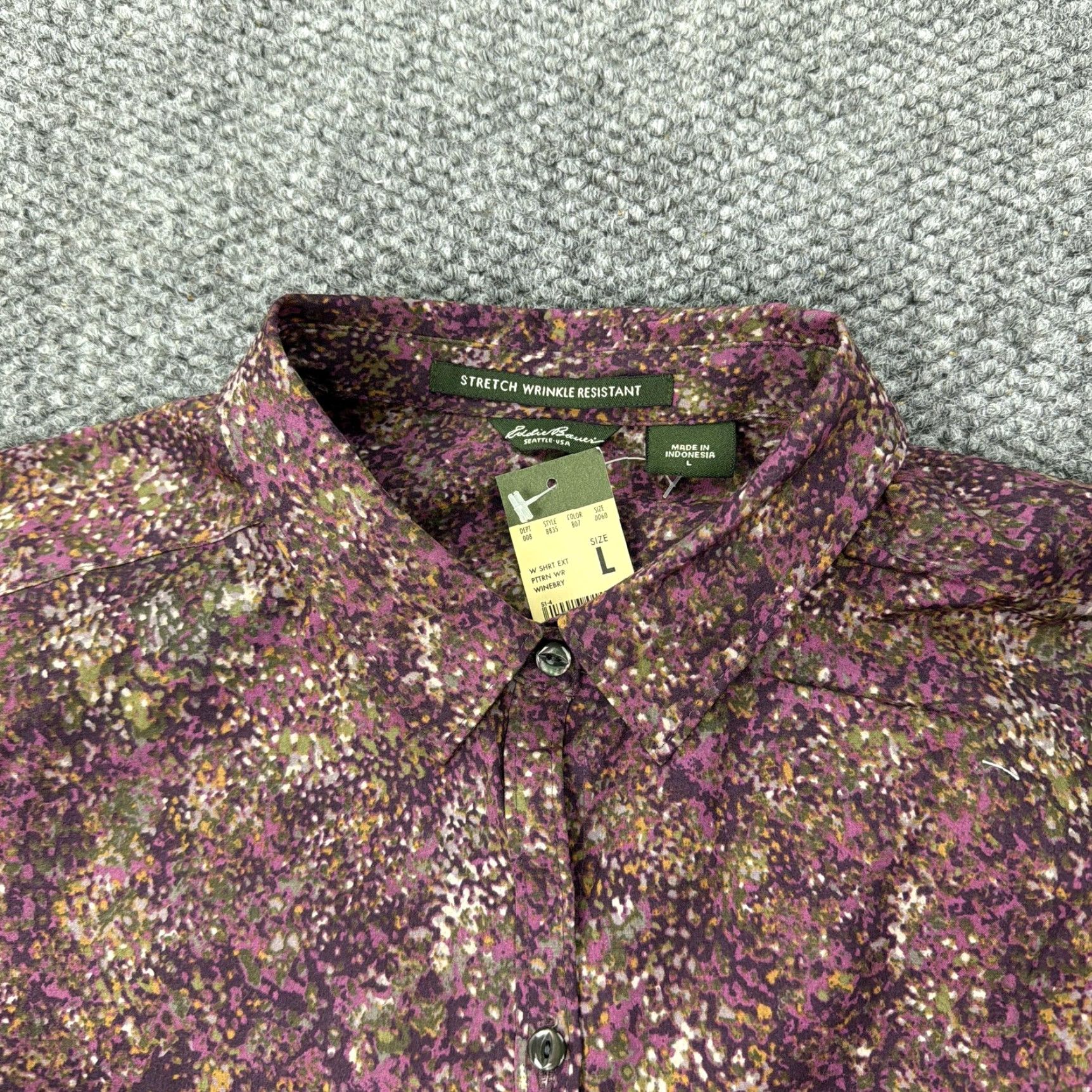Eddie Bauer Eddie Bauer Shirt Womens Large Purple Wineberry Floral Stretch Wrinkle Resistant Button-Up Collar Long Sleeve Cotton Blend Size L / US 10 / IT 46 - 2 Thumbnail