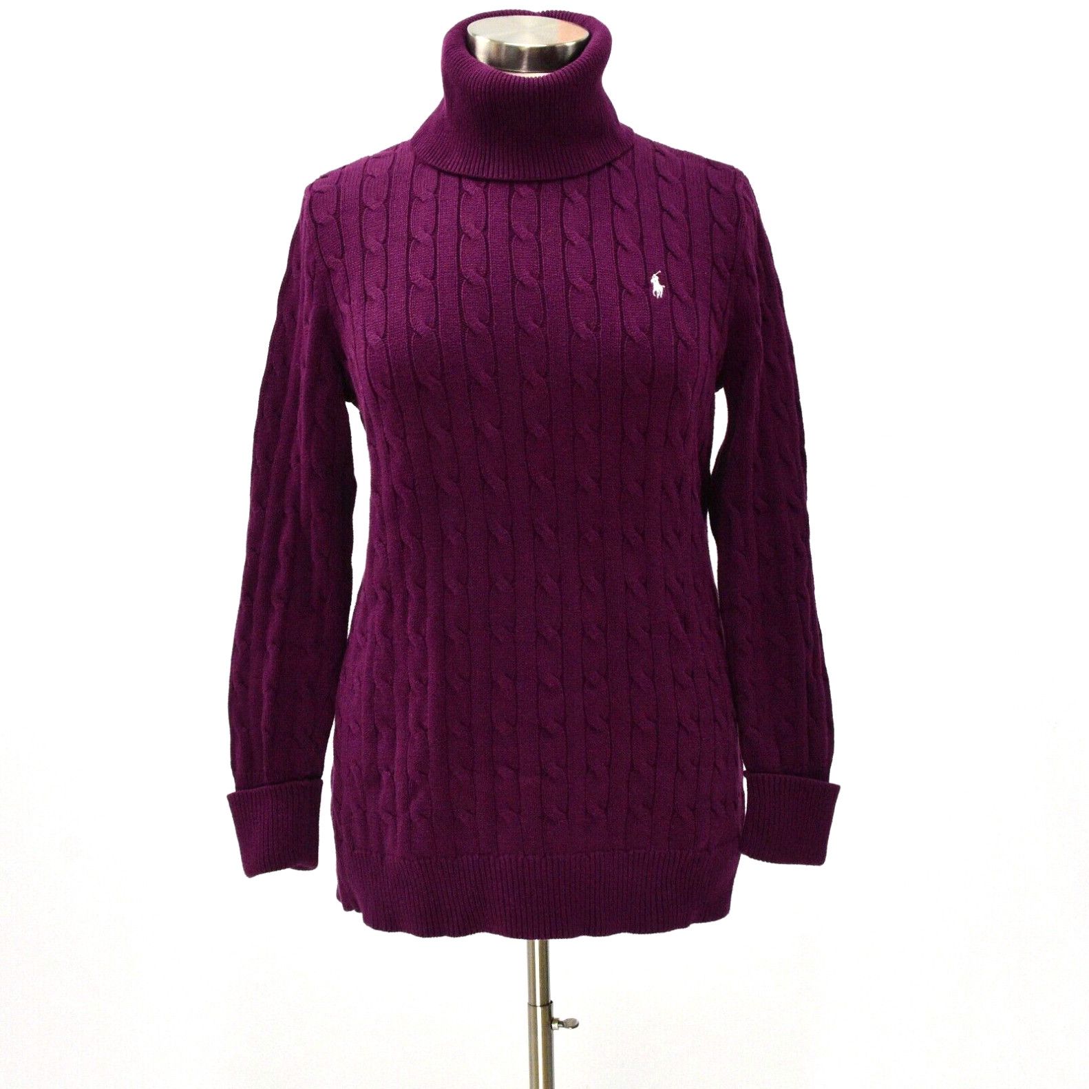 image of Polo Ralph Lauren 90's Vintage Ralph Laurent Sport Purple Turtleneck Tunic Sweater Womens XL in Whi