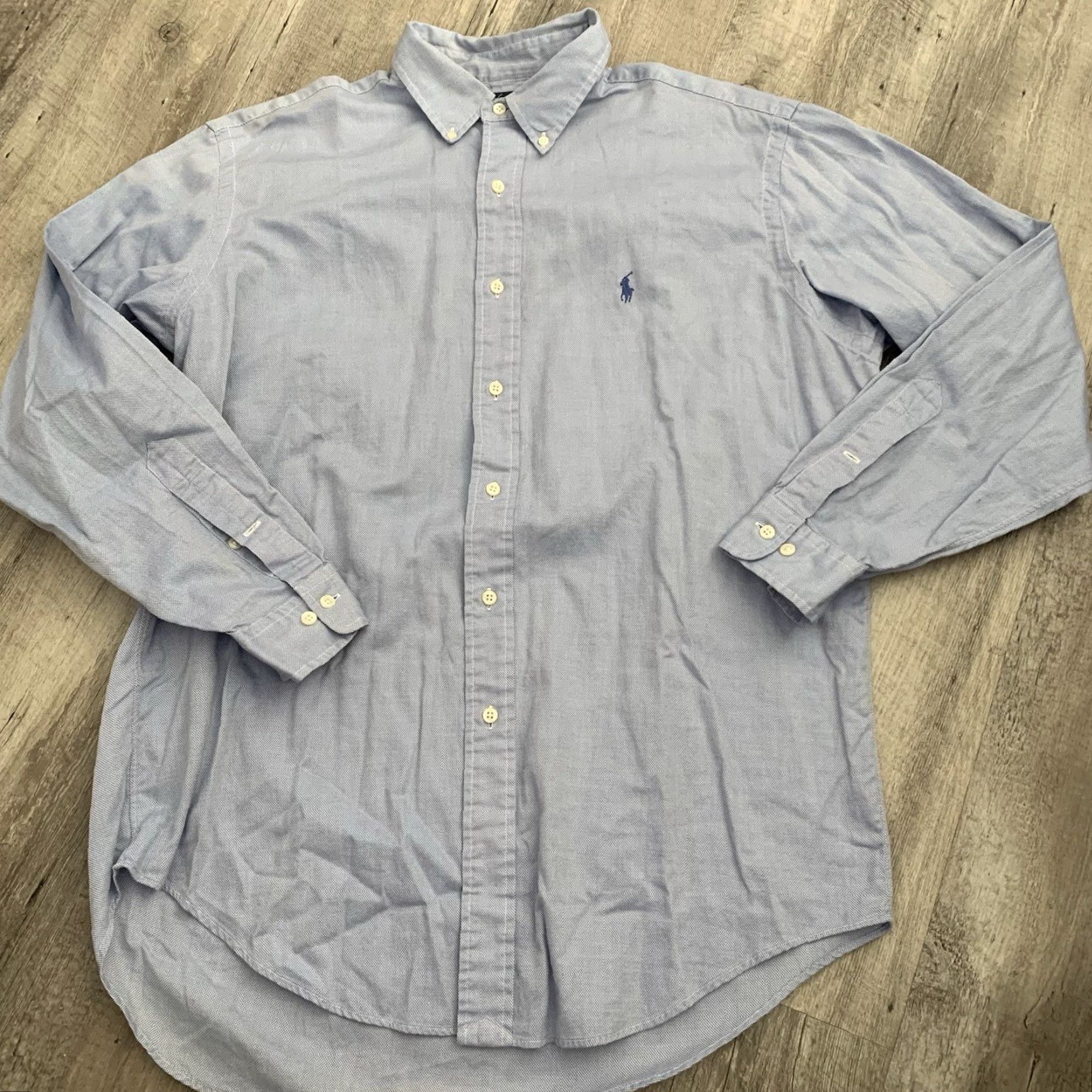 Ralph Lauren Ralph Lauren Dress Shirt Mens 16.5-34/35 Blue YARMOUTH Button Up 100% Cotton Shirt Dress Shirt Button-Down Casual Business Formal Size 42R - 6 Thumbnail