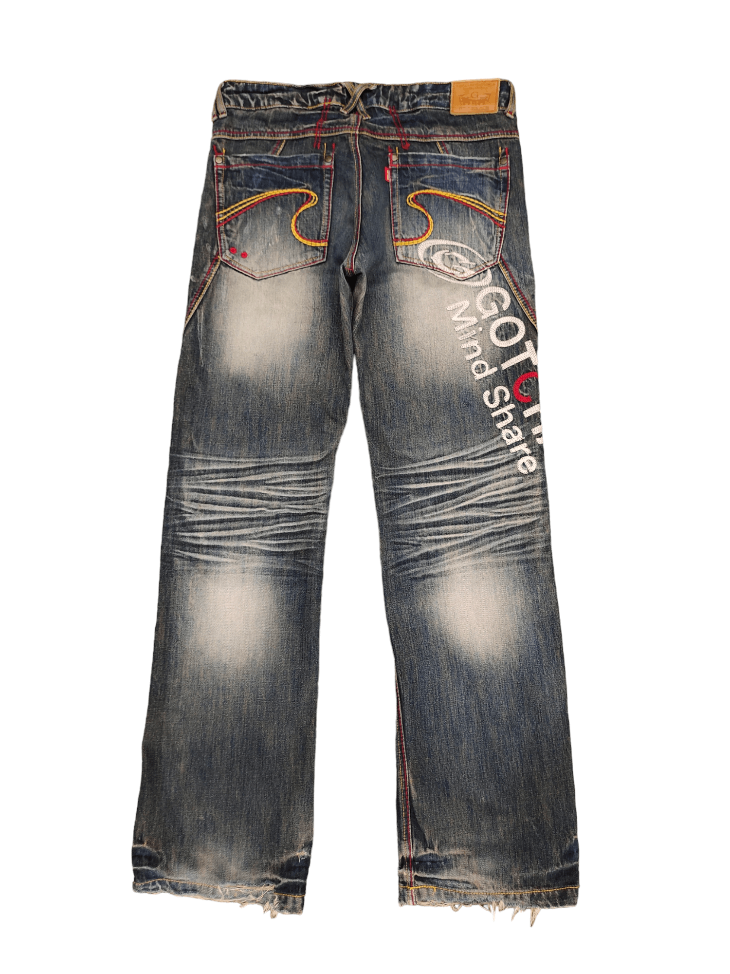 image of Affliction x Ed Hardy Gotcha Surf Embroidered Distress Jeans Y2K Ed Hardy Style, Men's (Size 34)