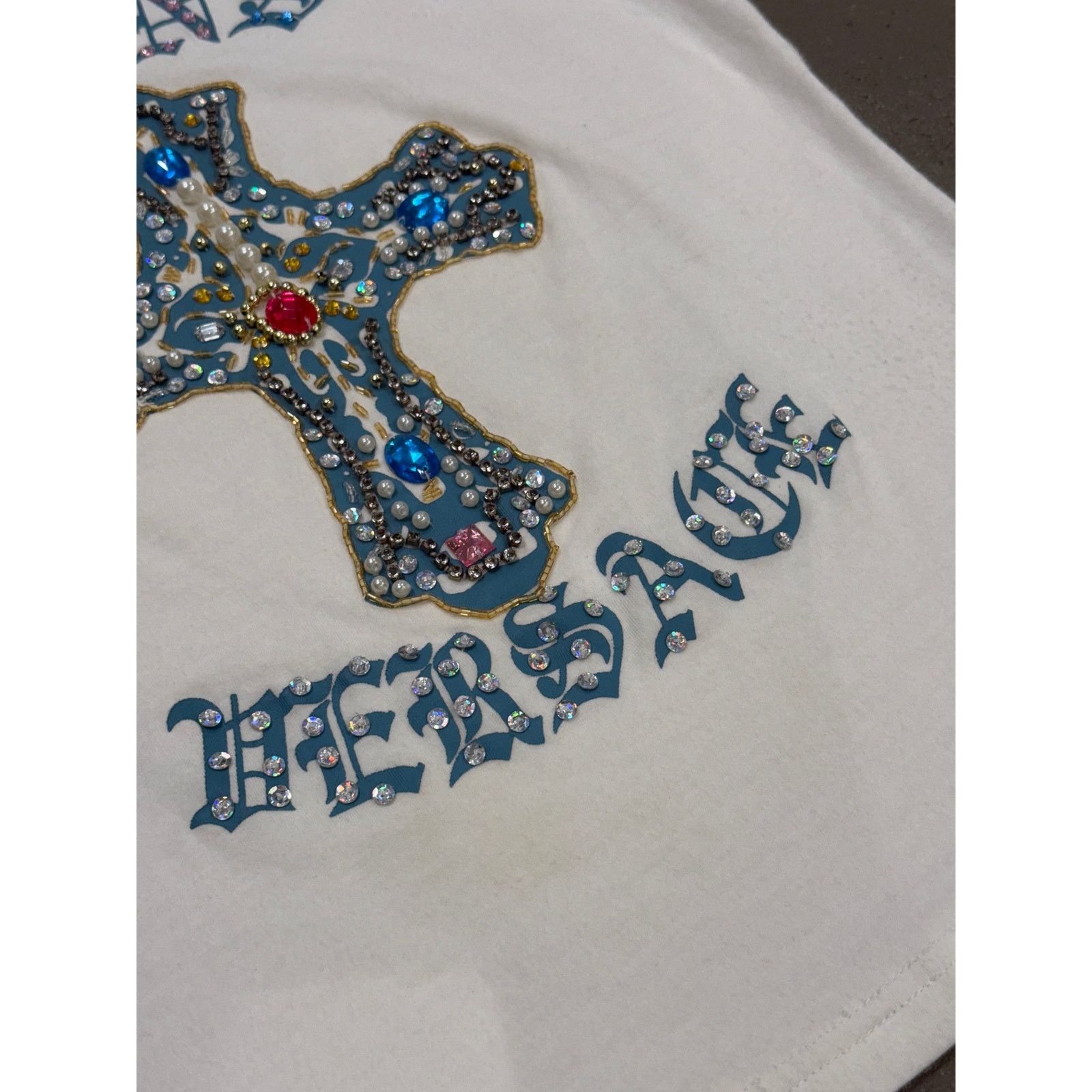 Versace 2000s Versace embellished stones cross tank top Size L / US 10 / IT 46 - 6 Thumbnail