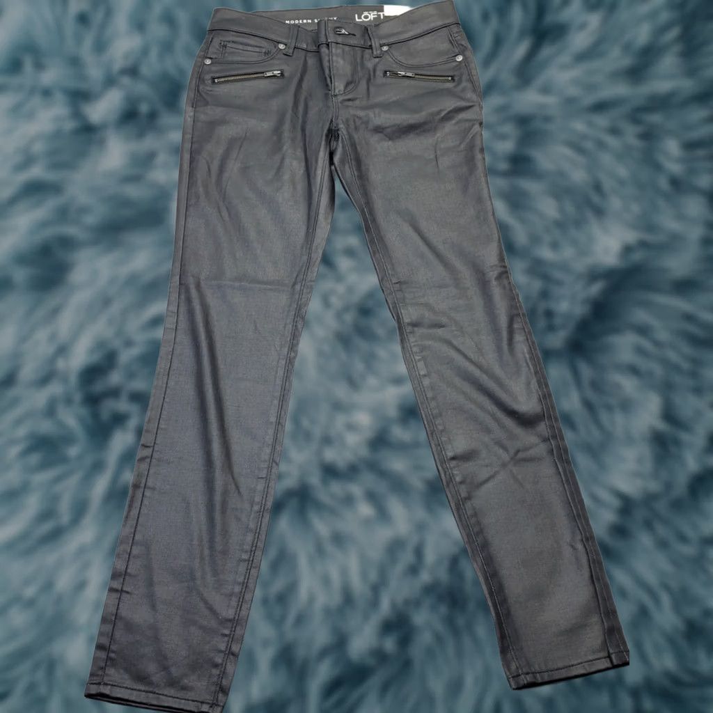 Loft LOFT Ann Taylor Pants Womens 0P Black Stretch High Waisted Modern Skinny Leg casual travel Women Size 0P Black Skinny Pants Size 25" / US 0 / IT 36 - 1 Thumbnail