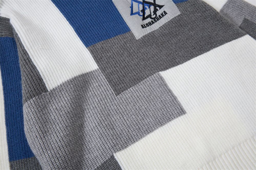 Vintage Men's trendy irregular round neck knitted sweater Size US M / EU 48-50 / 2 - 4 Thumbnail