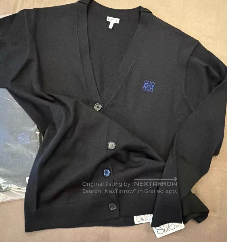 Loewe Loewe Wool knit cardigan, classic style, chest blue embroi Size US M / EU 48-50 / 2 - 1 Thumbnail