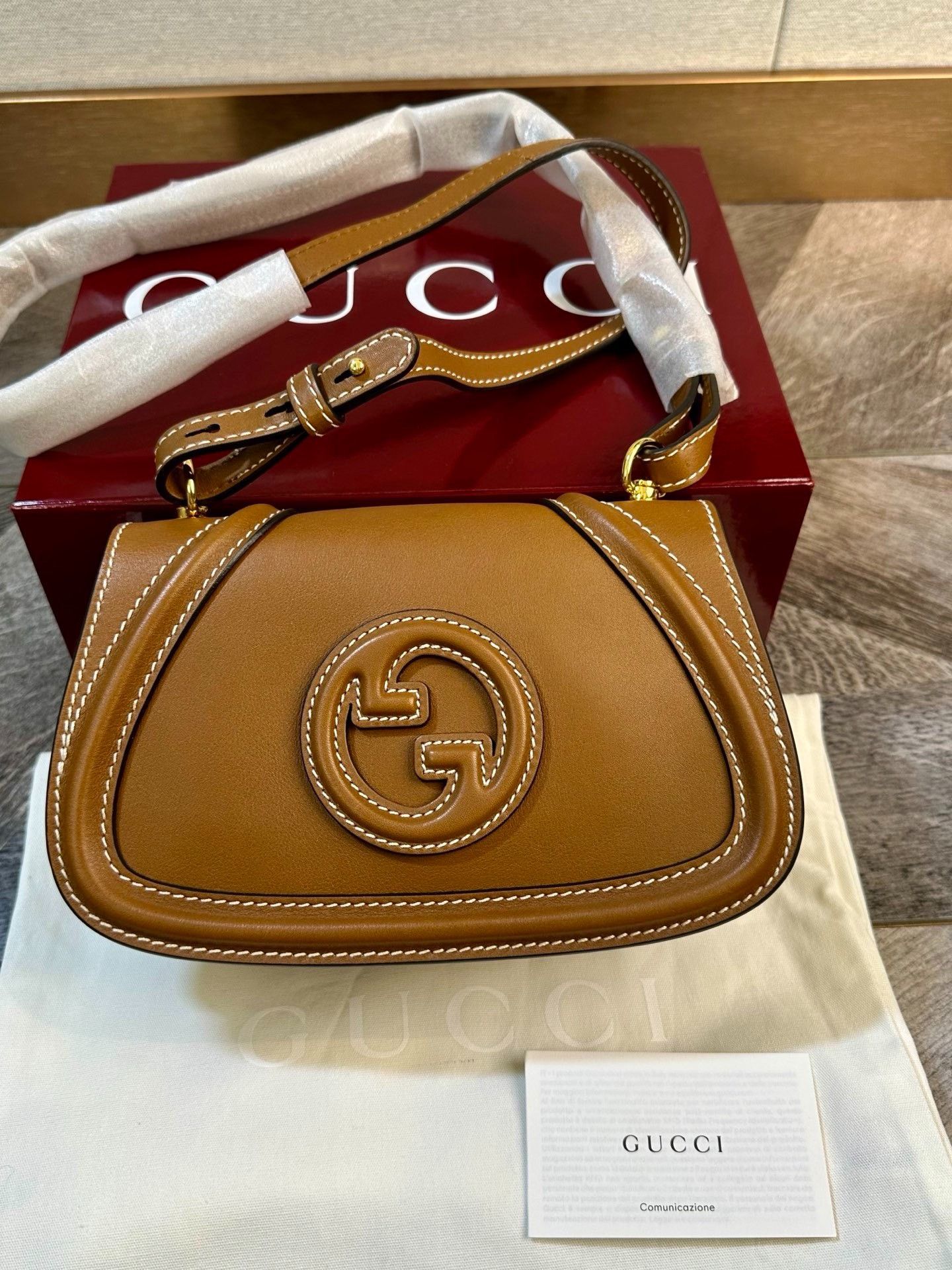 Gucci Gucci Blondie Brown Leather Saddle Bag Size ONE SIZE - 1 Thumbnail