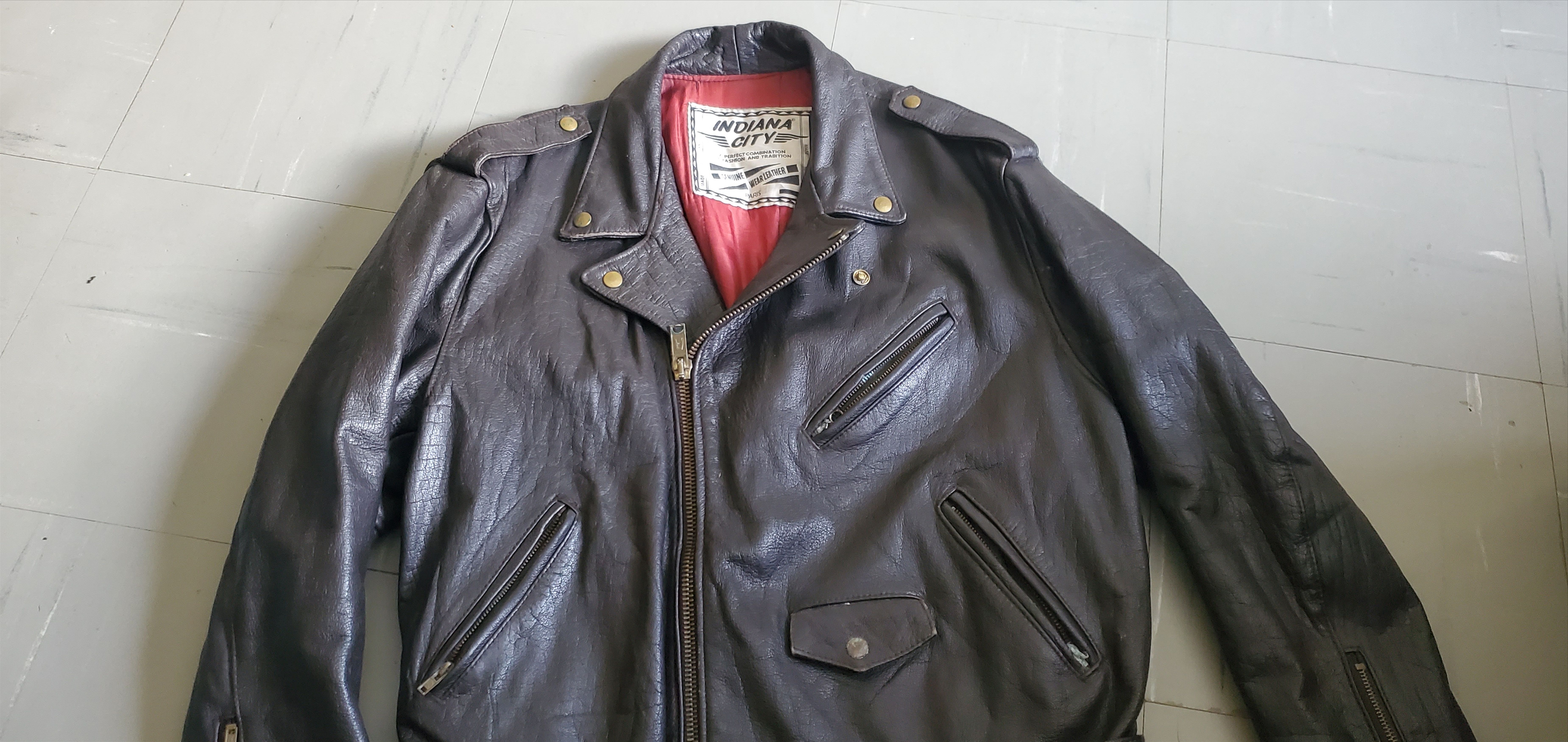 Other Vintage Indianna City Brown Leather Motorcycle Jacket Size US M / EU 48-50 / 2 - 2 Thumbnail