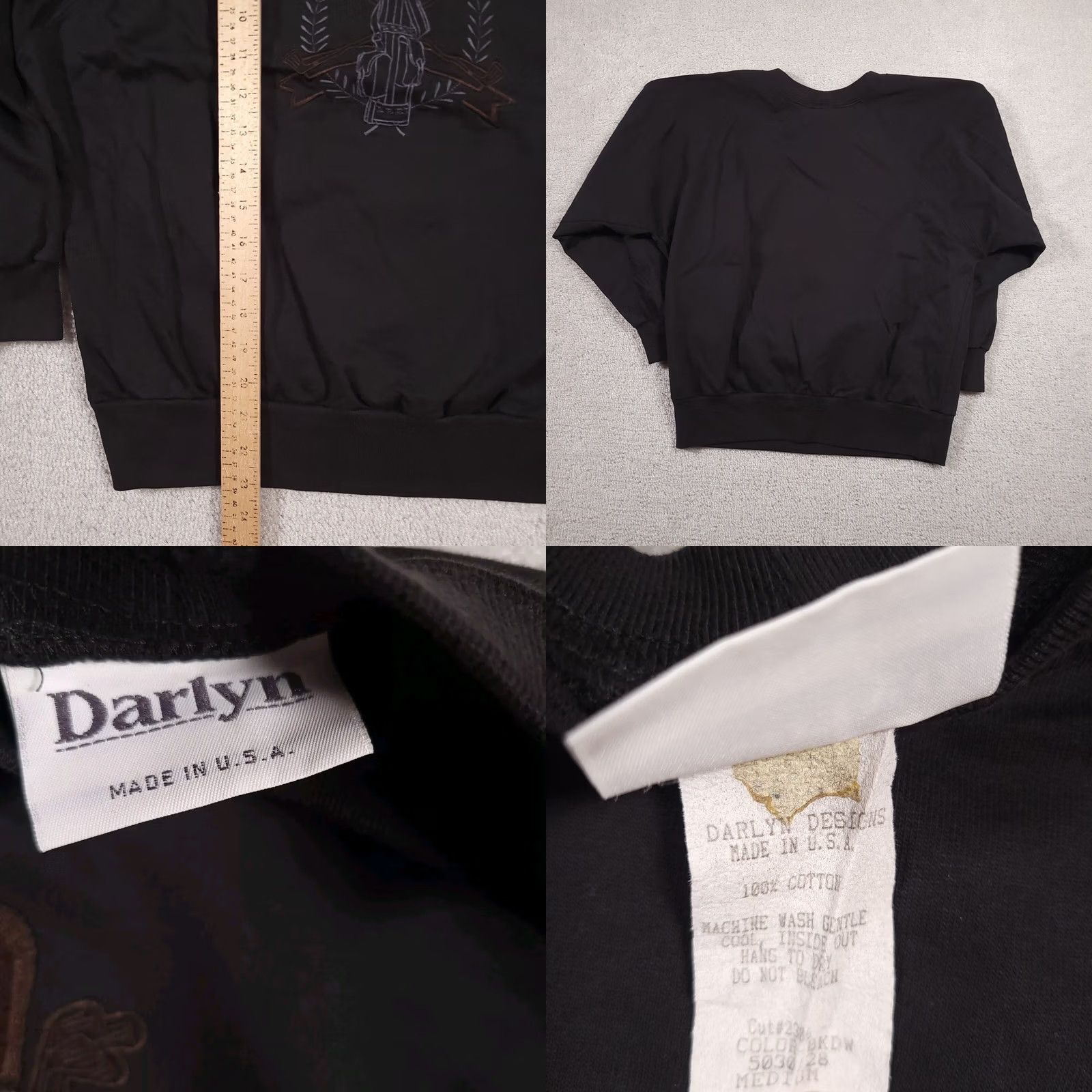 4SDESIGNS VINTAGE Golf Sweatshirt Women's Medium Black 90s Fleece Pullover Made In USA Darlyn Designs Size M / US 6-8 / IT 42-44 - 8 Thumbnail