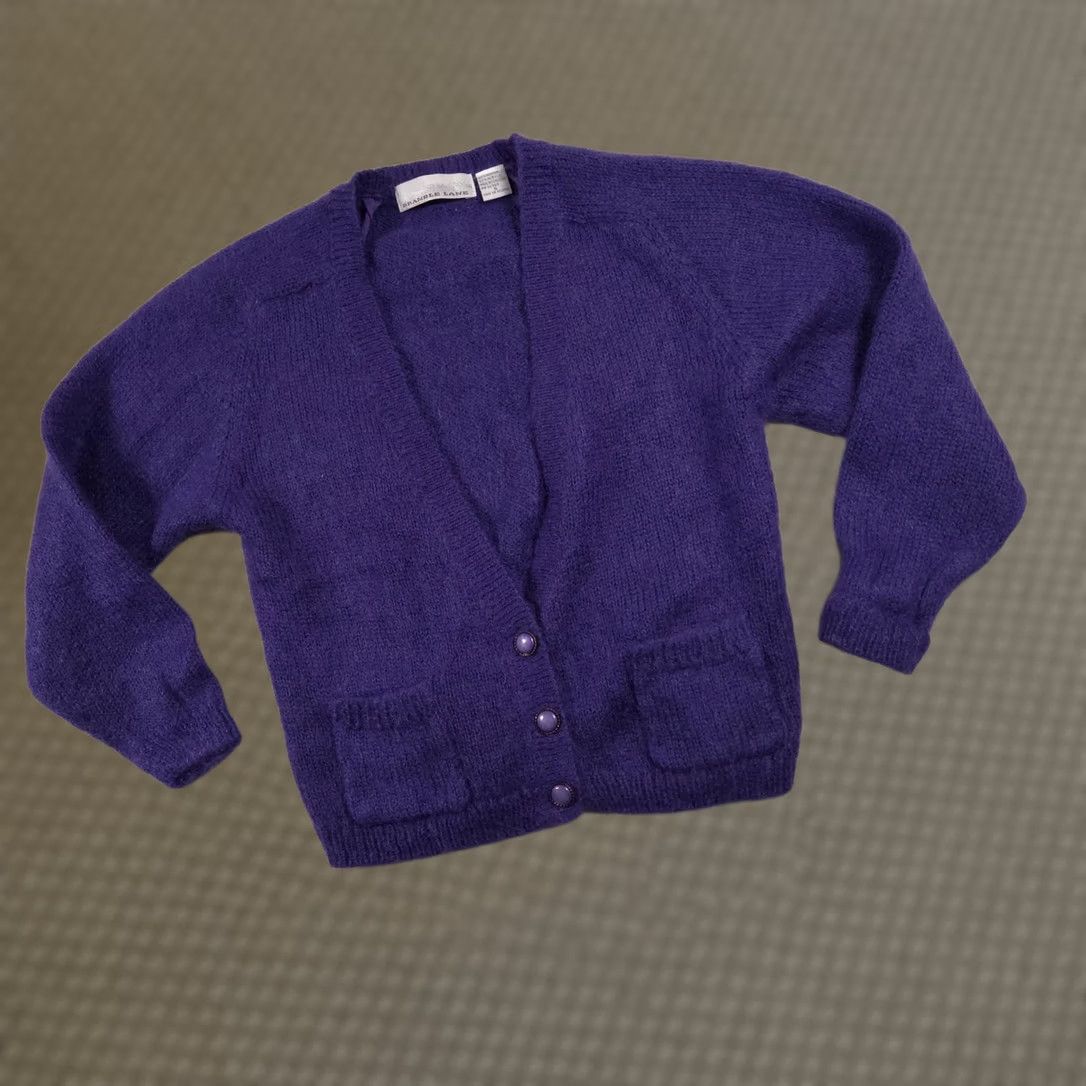 Vintage VINTAGE Bramble Lane Cardigan Sweater Womens Small Purple Mohair Blend 80s Size S / US 4 / IT 40 - 1 Thumbnail