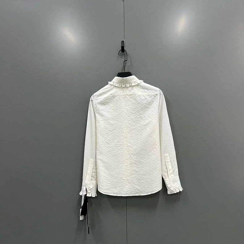 Saint Laurent Paris Saint Laurent Paris Ruffle Long Sleeve Shirt 2505-Nextarrow Size XS / US 0-2 / IT 36-38 - 2 Thumbnail