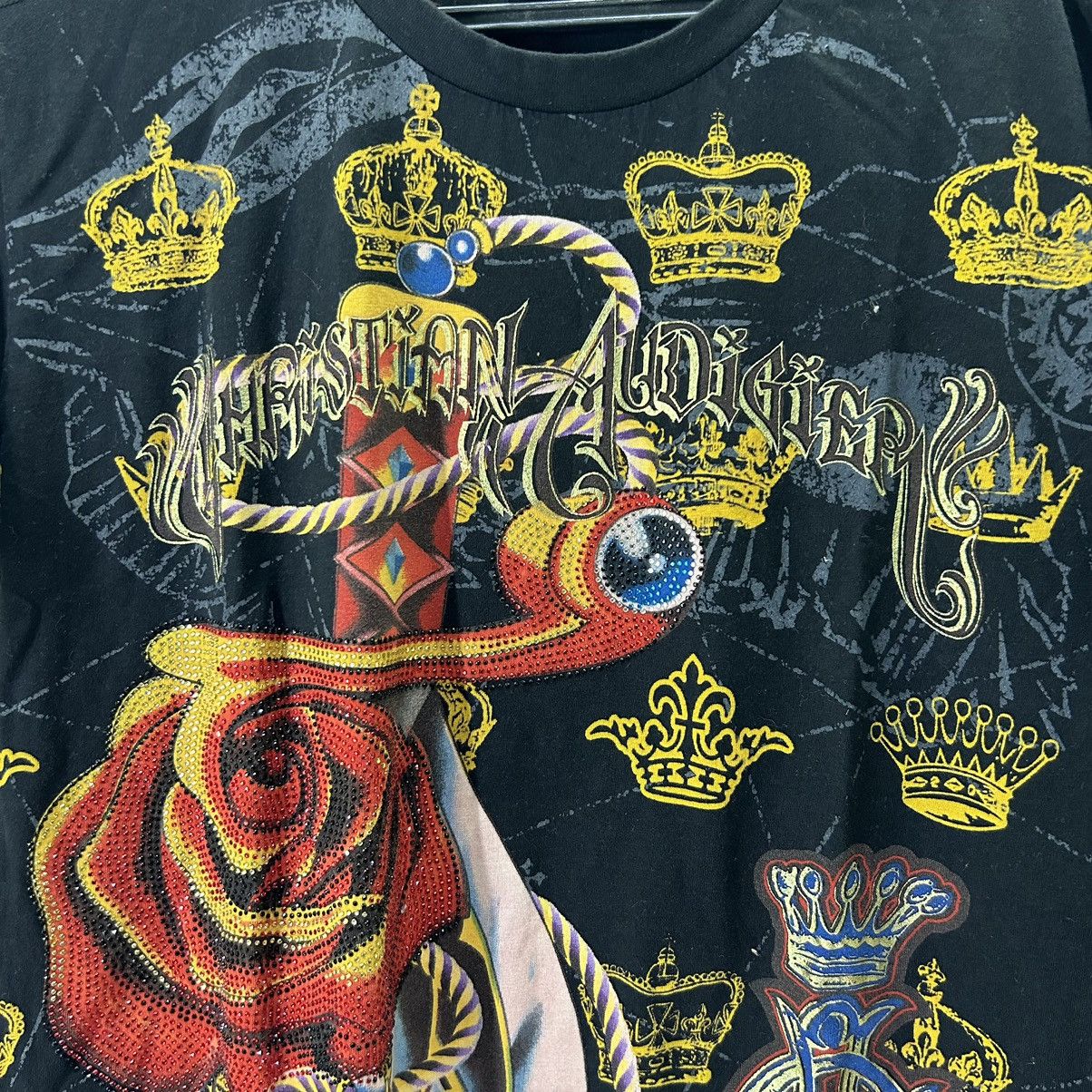 Ed Hardy Vintage Christian Audigier Rhinestone Over Print T-Shirt Size US M / EU 48-50 / 2 - 2 Thumbnail