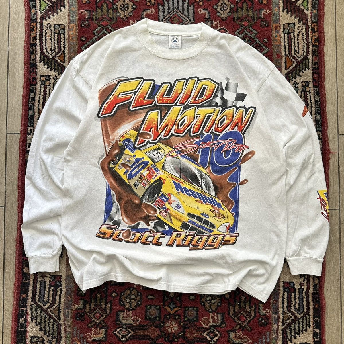 Vintage 90s NASCAR Nesquik Scott Riggs Racing Long Sleeve T-Shirt Size US XL / EU 56 / 4 - 1 Thumbnail